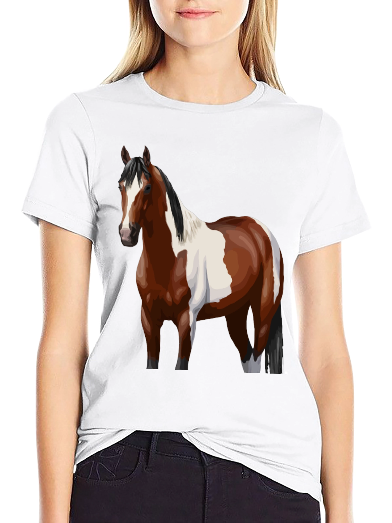 Horse Graphic Tee - Black Cotton Blend
