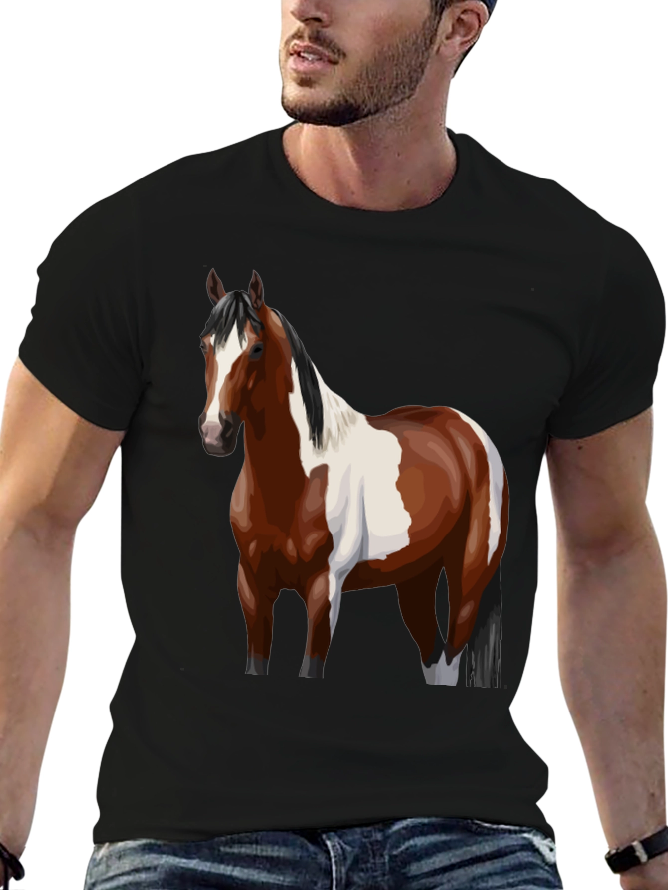 Horse Graphic Tee - Black Cotton Blend