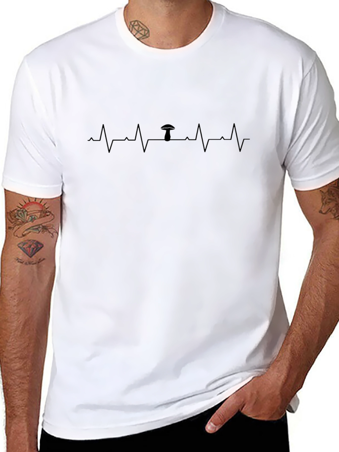 Mushroom Heartbeat T-Shirt - Black