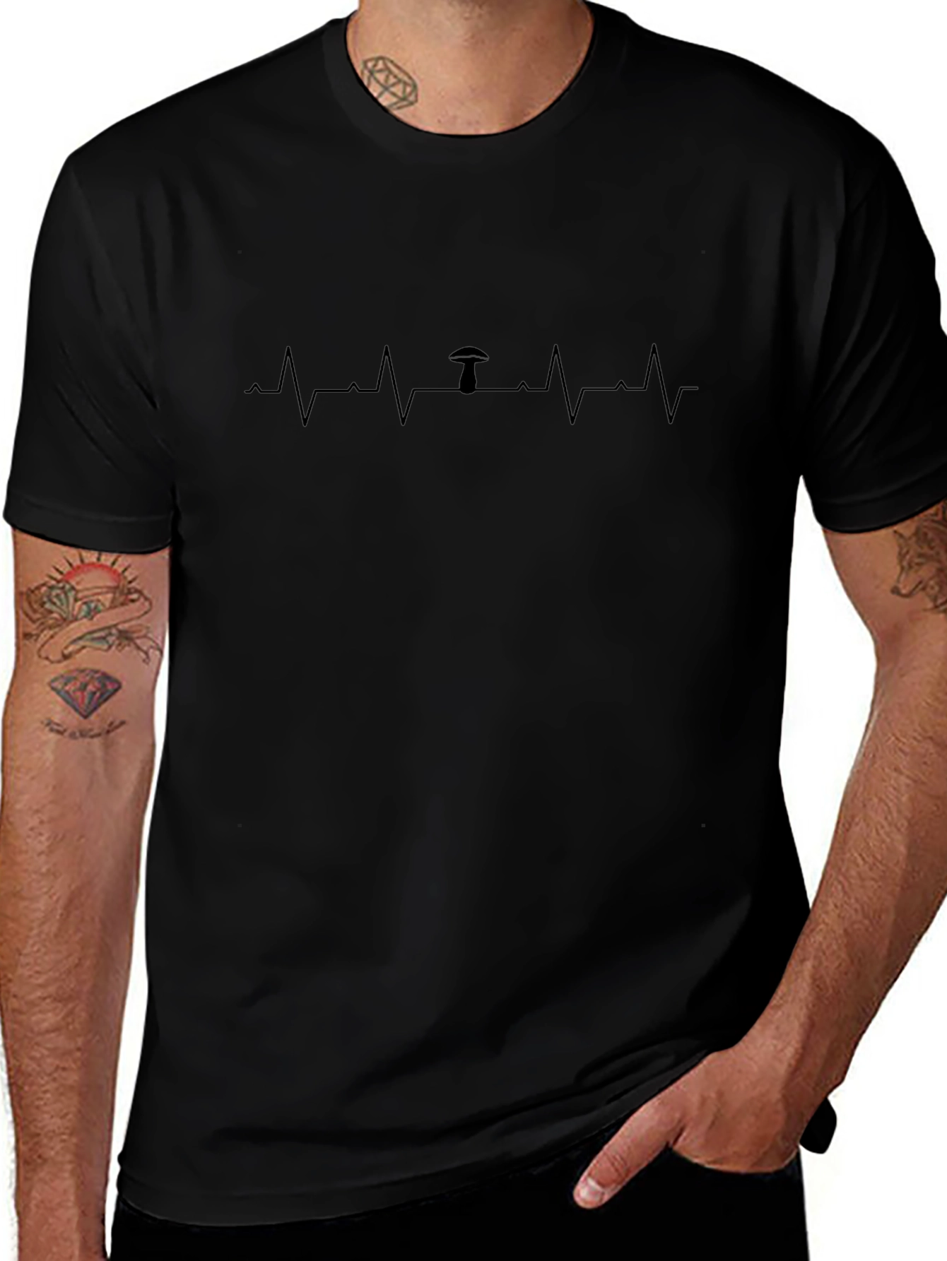 Mushroom Heartbeat T-Shirt - Black
