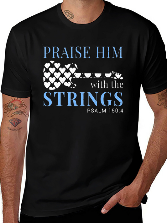 Praise Him with Strings Black Christian T-Shirt