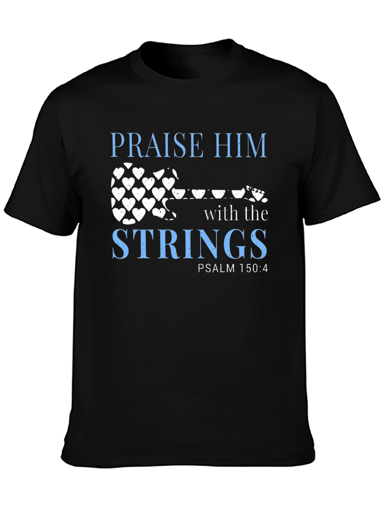 Praise Him with Strings Black Christian T-Shirt