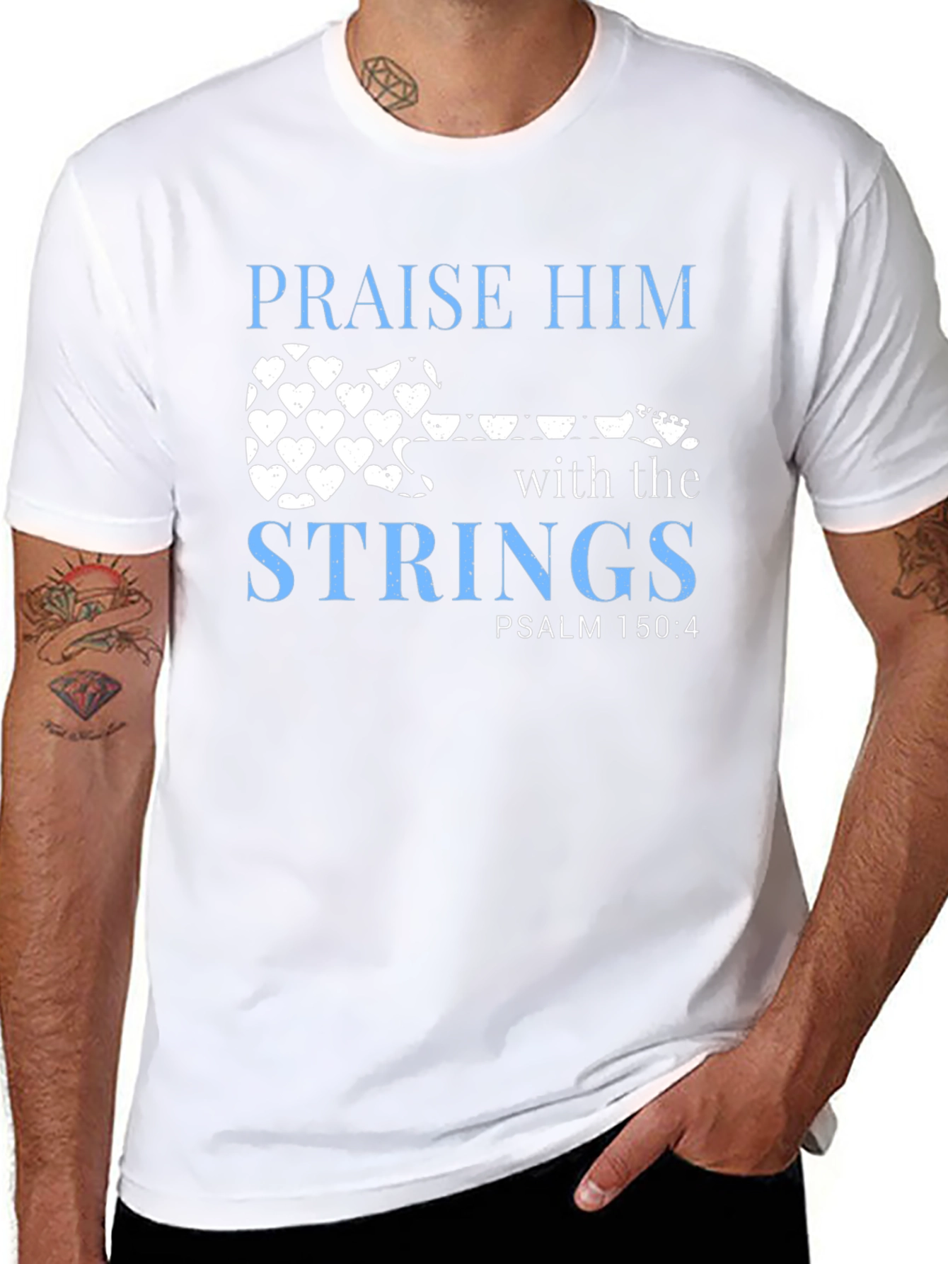 Praise Him with Strings Black Christian T-Shirt