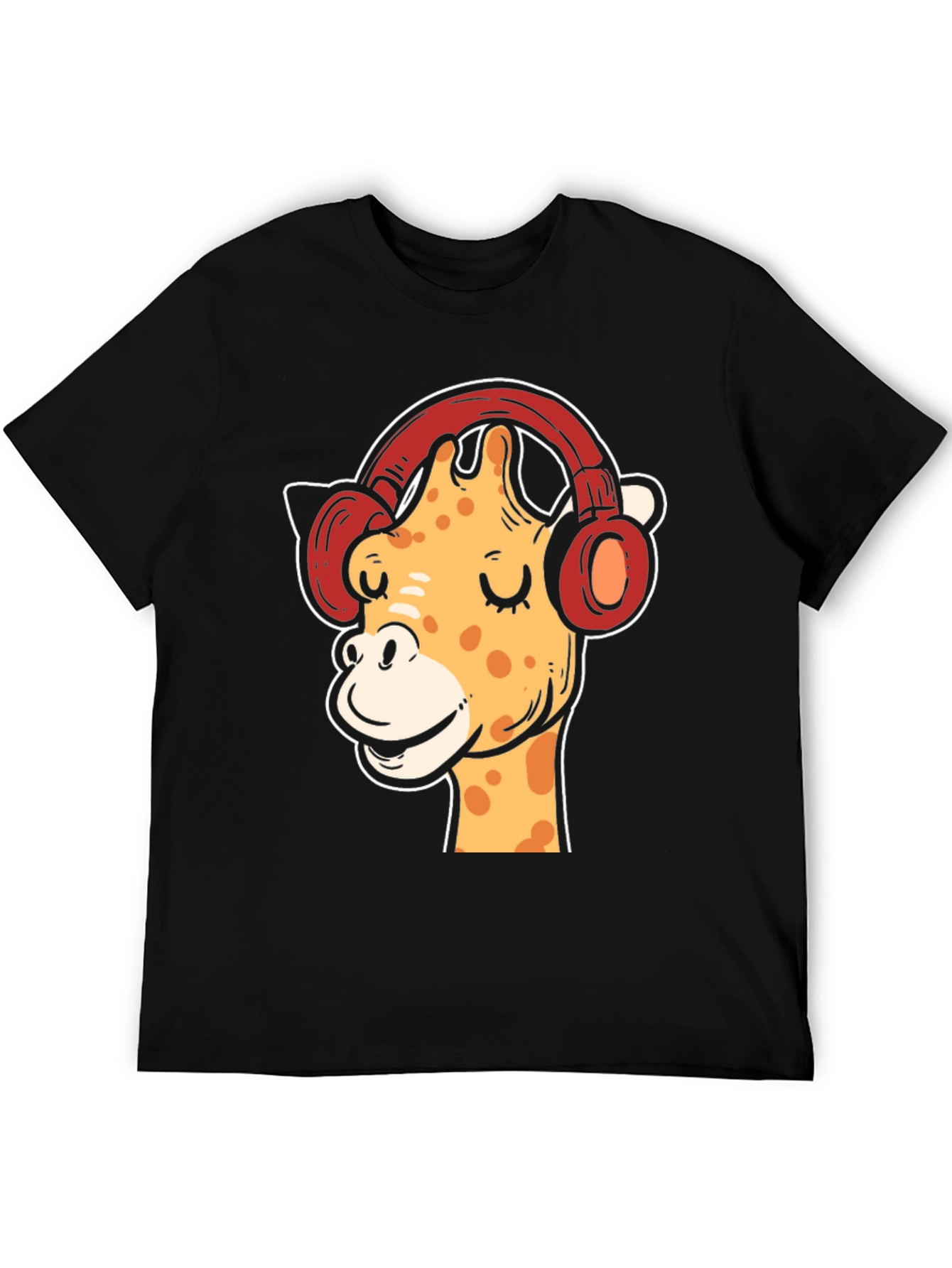 Cool Giraffe with Headphones Graphic T-Shirt