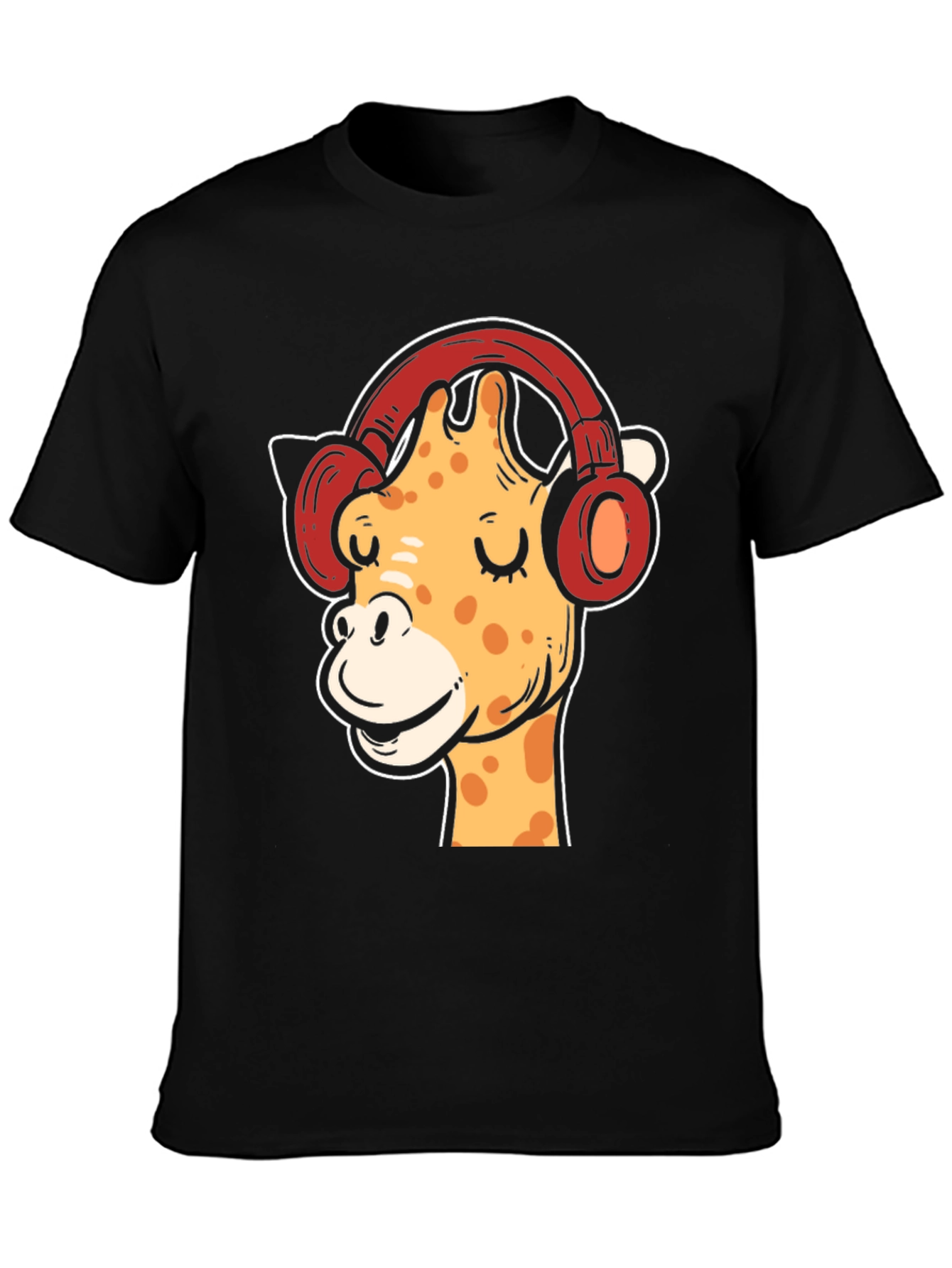 Cool Giraffe with Headphones Graphic T-Shirt