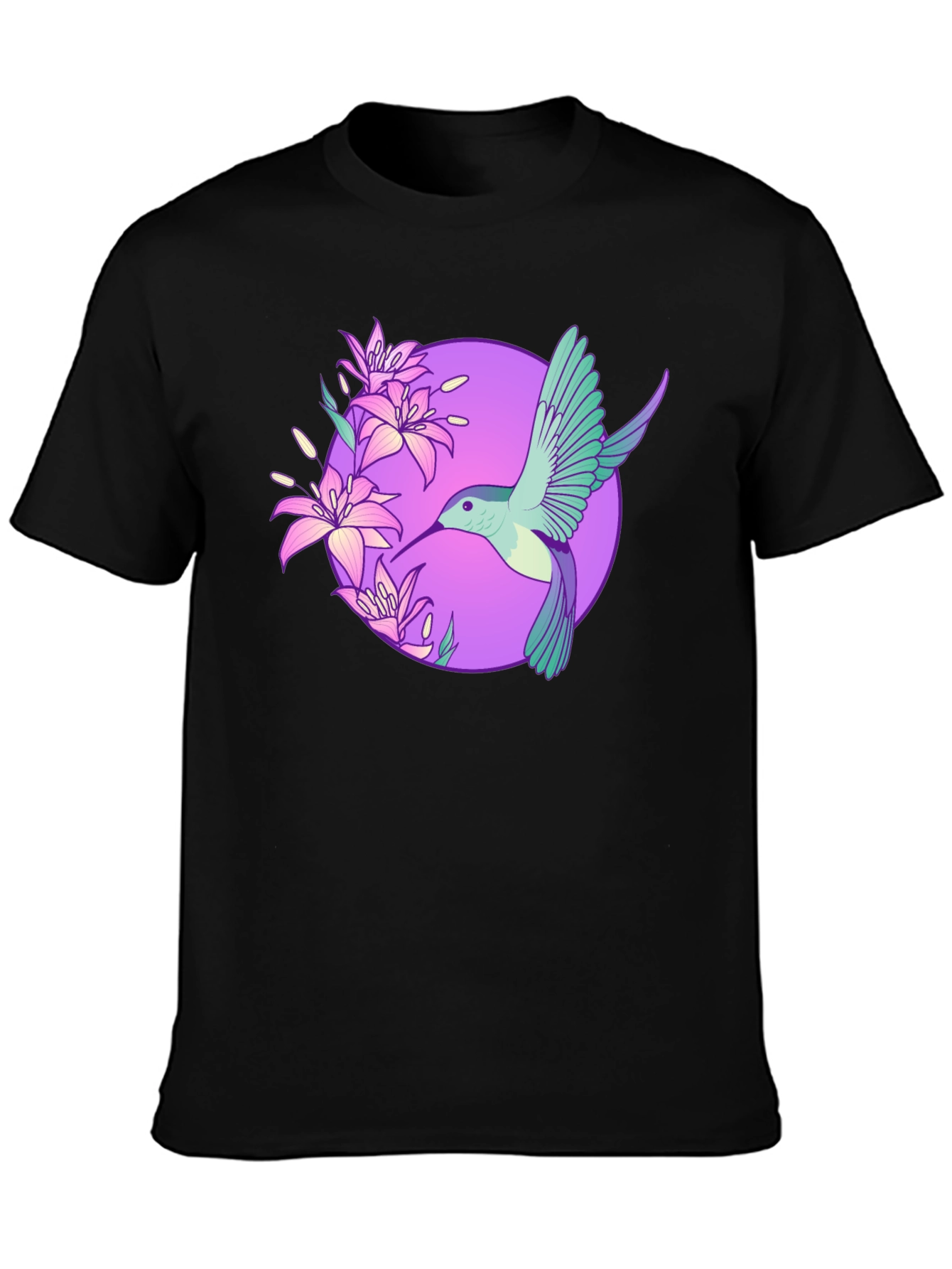 Hummingbird Floral T-Shirt - Black