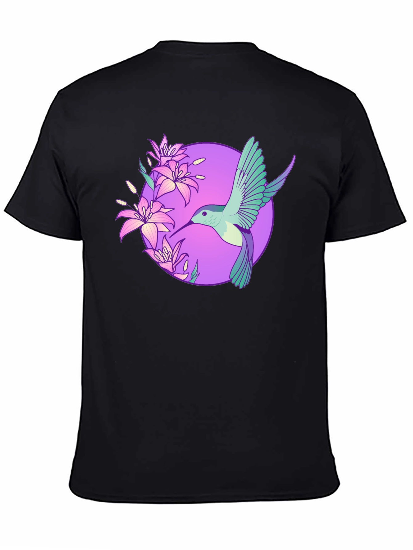 Hummingbird Floral T-Shirt - Black