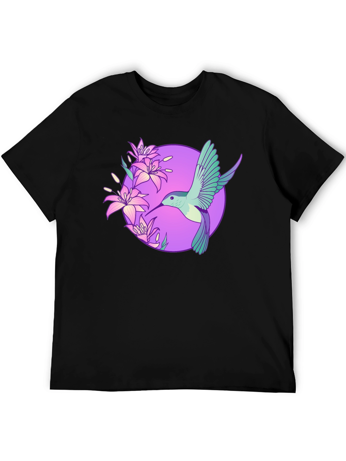 Hummingbird Floral T-Shirt - Black