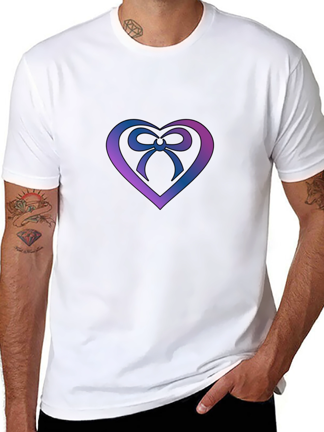 Heart Bow Graphic Tee - Stylish Menswear