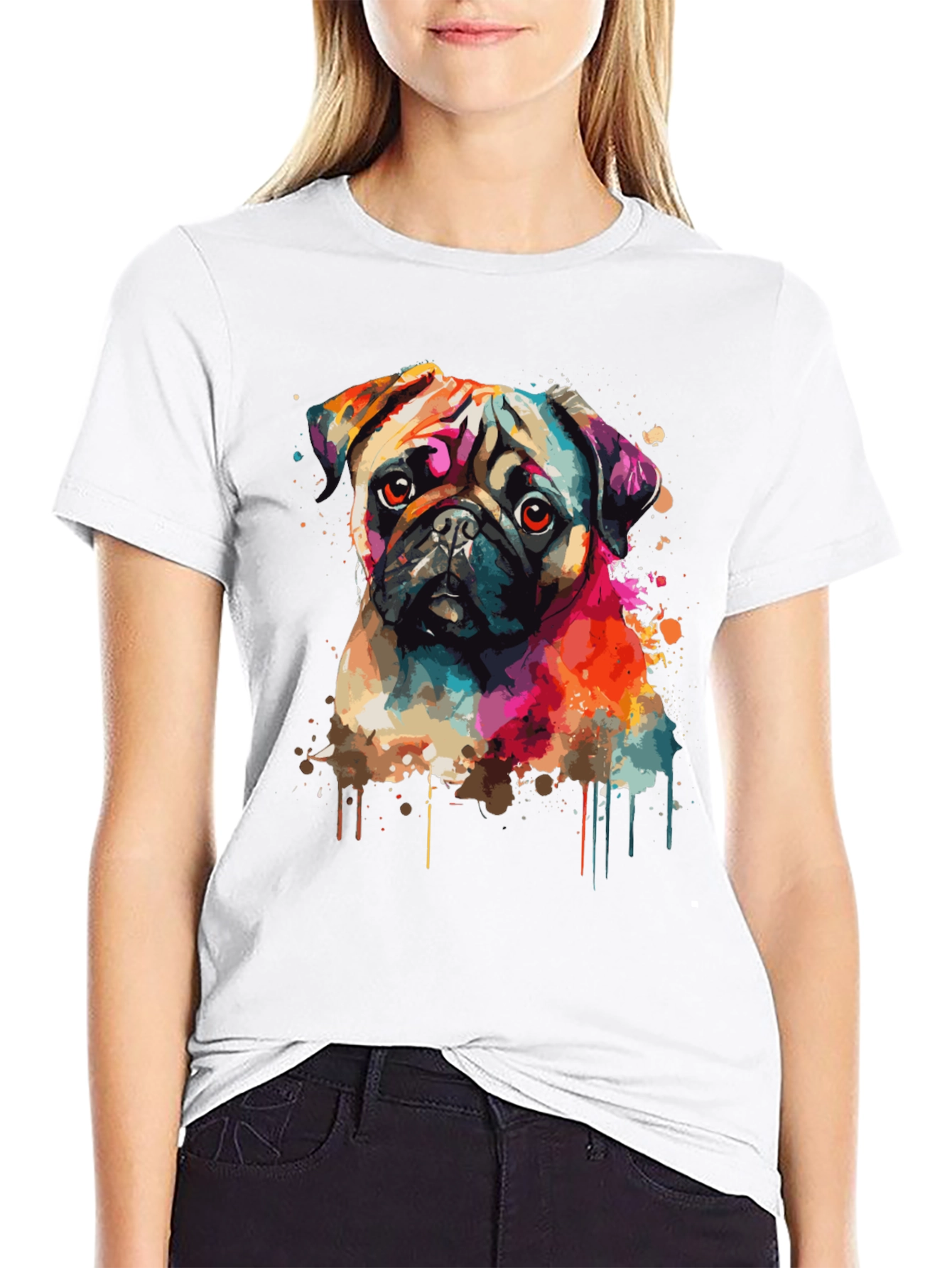 Vibrant Pug Graphic Tee - Stylish Dog Lover Shirt
