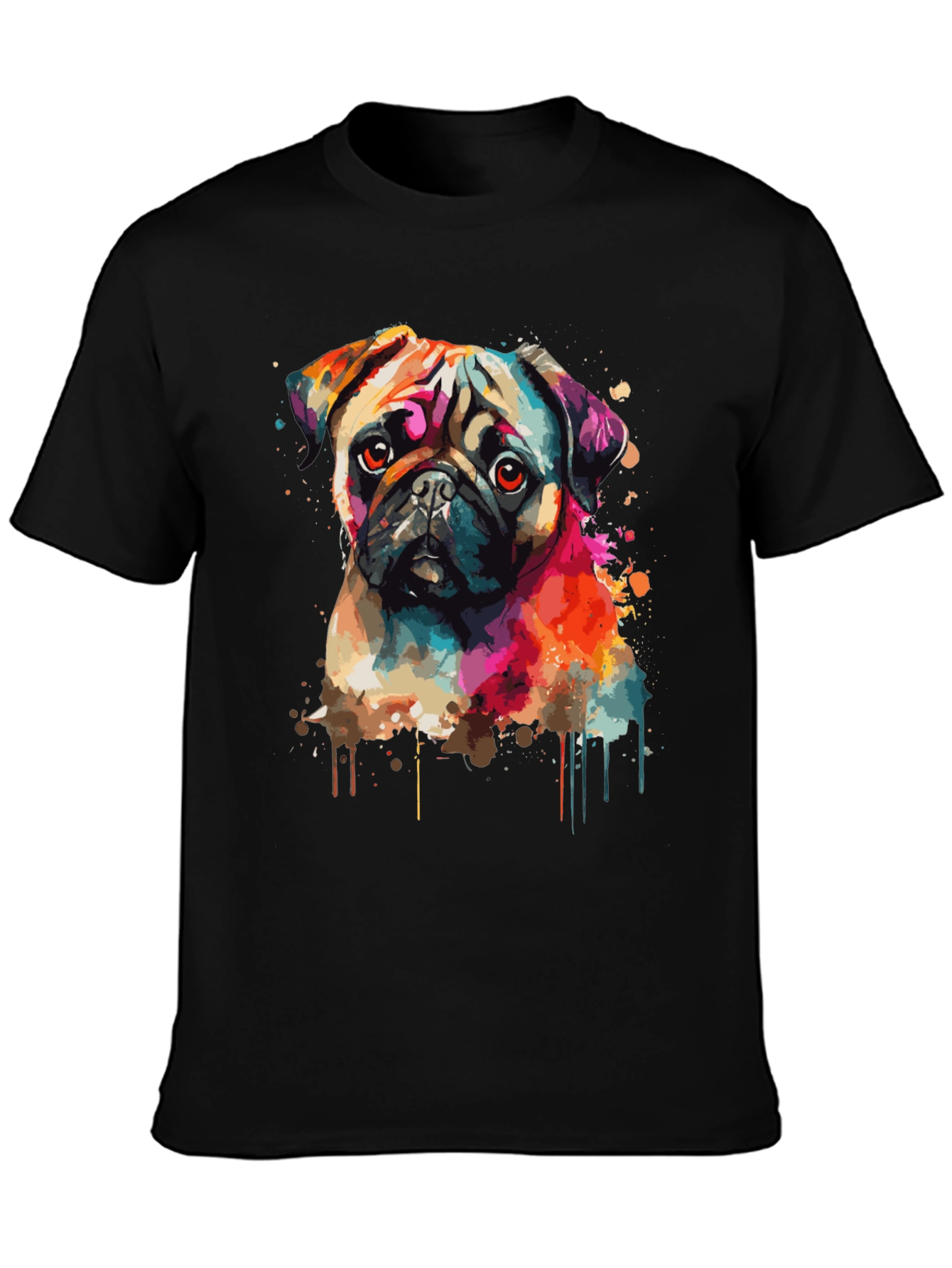 Vibrant Pug Graphic Tee - Stylish Dog Lover Shirt