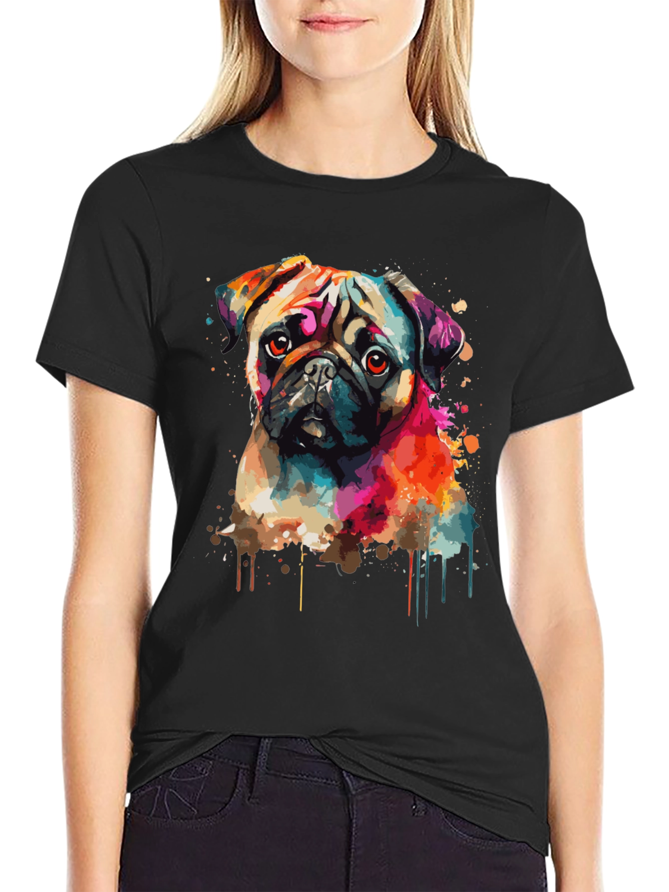 Vibrant Pug Graphic Tee - Stylish Dog Lover Shirt
