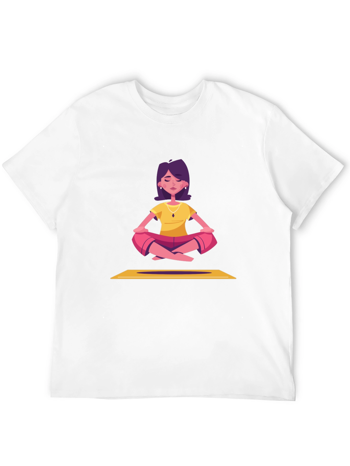 Meditating Cartoon Lady Black T-Shirt