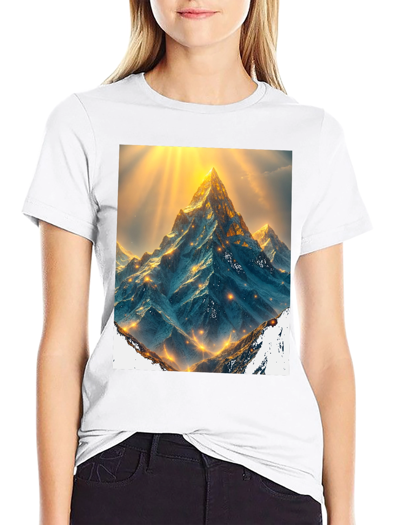 Mountain Peak Graphic Tee - Black Cotton Blend