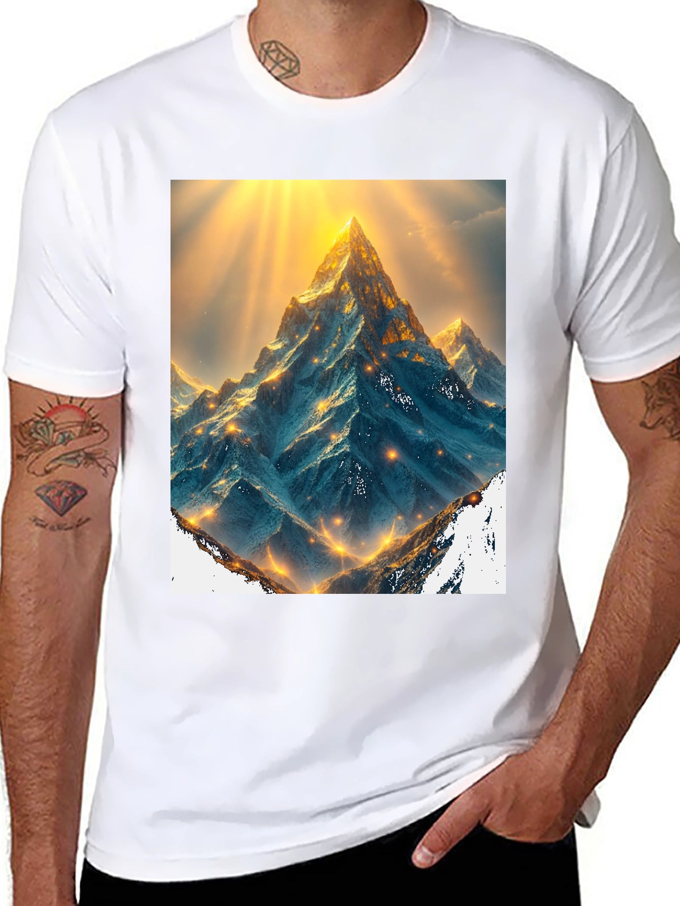Mountain Peak Graphic Tee - Black Cotton Blend
