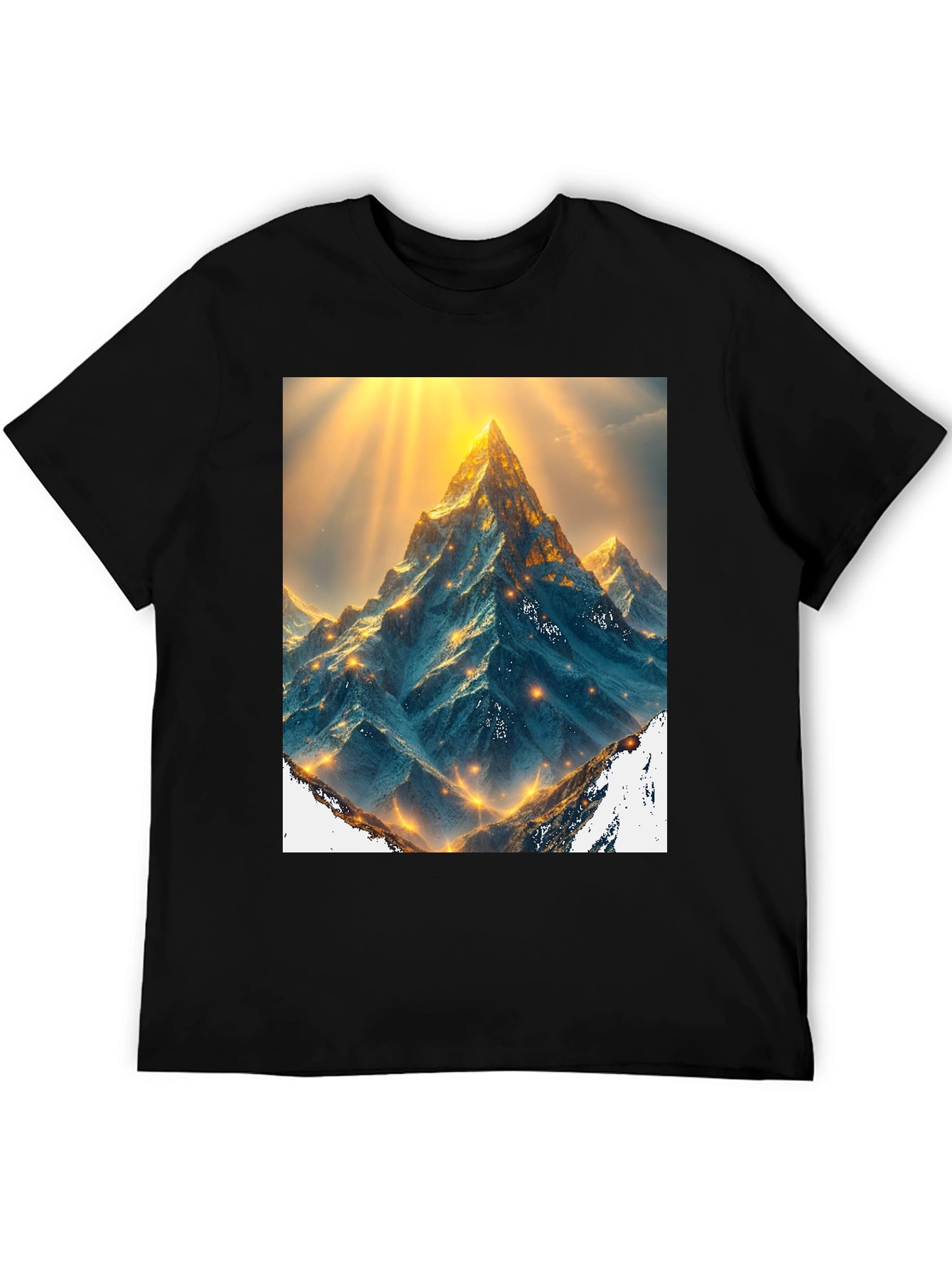 Mountain Peak Graphic Tee - Black Cotton Blend