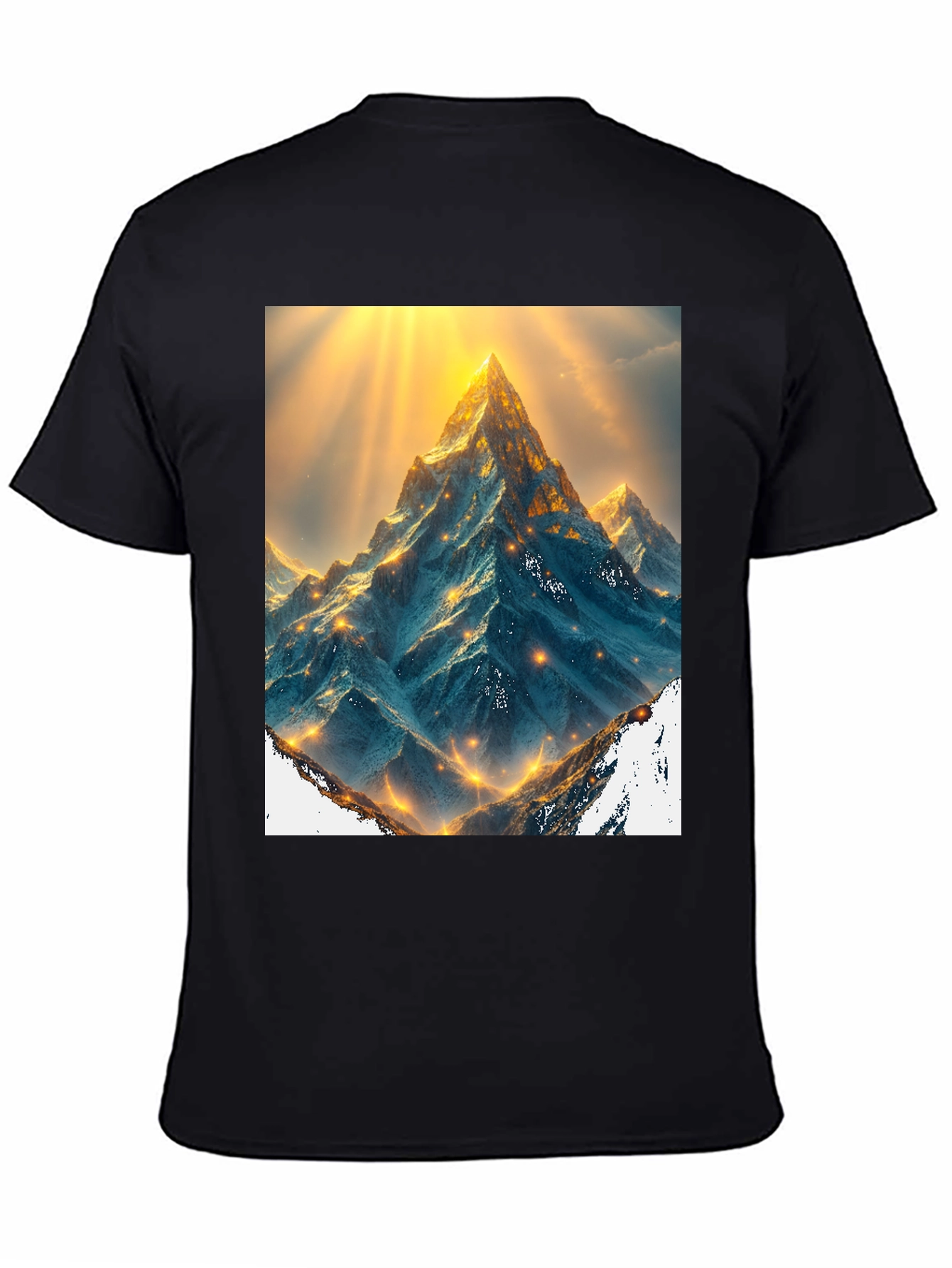 Mountain Peak Graphic Tee - Black Cotton Blend