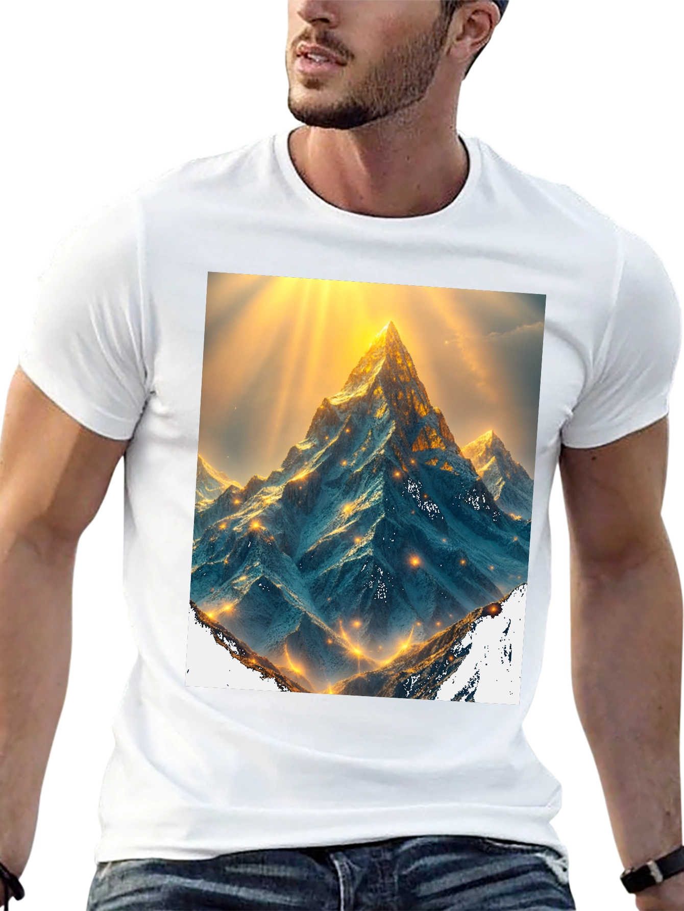 Mountain Peak Graphic Tee - Black Cotton Blend