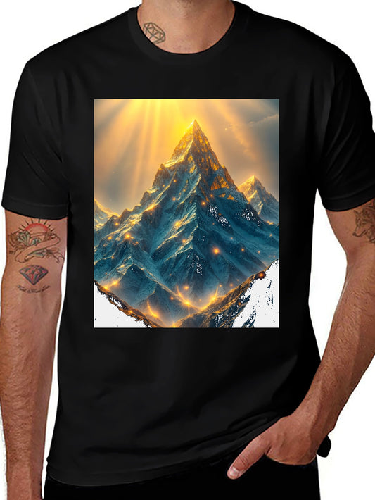 Mountain Peak Graphic Tee - Black Cotton Blend