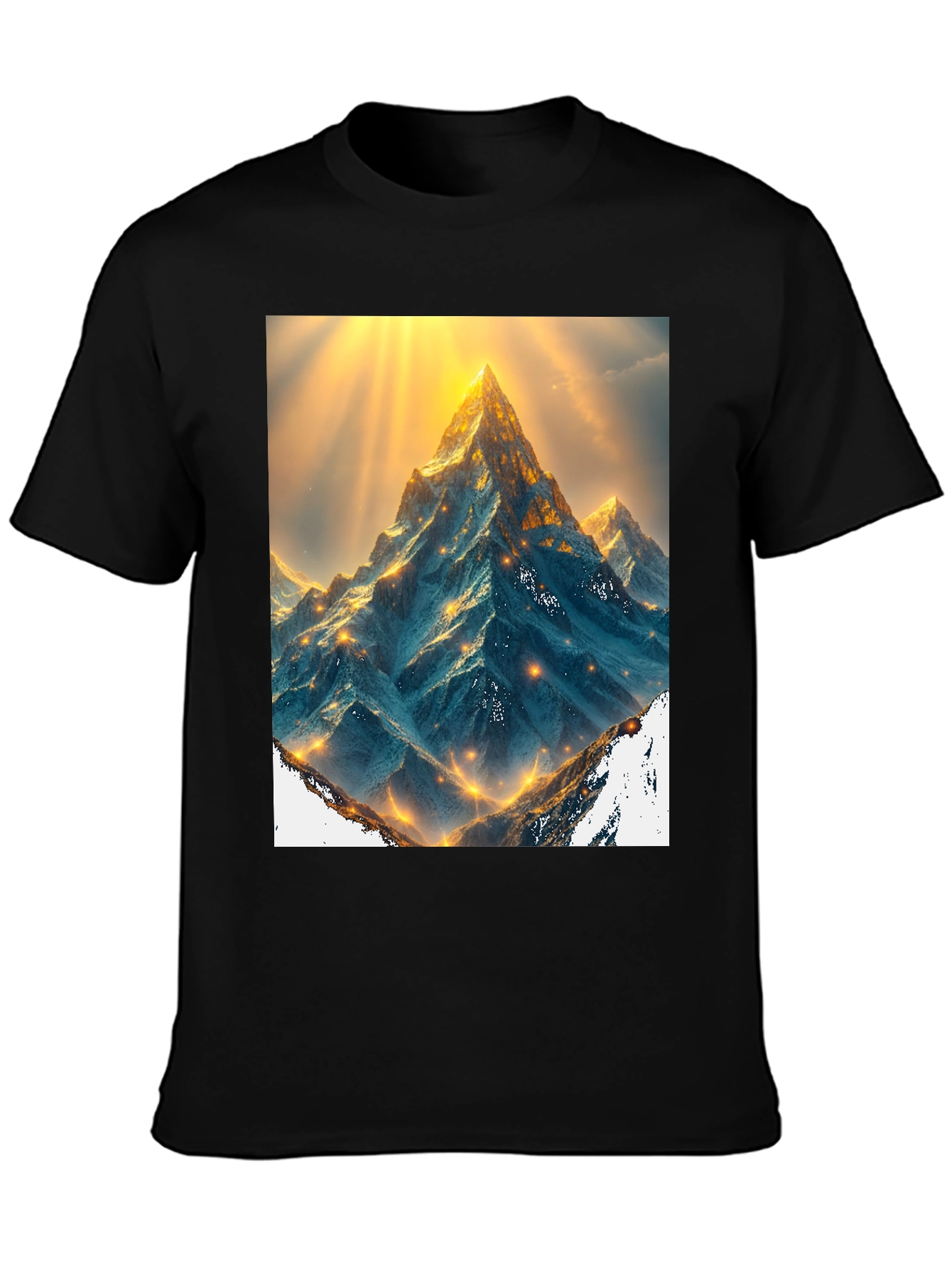 Mountain Peak Graphic Tee - Black Cotton Blend