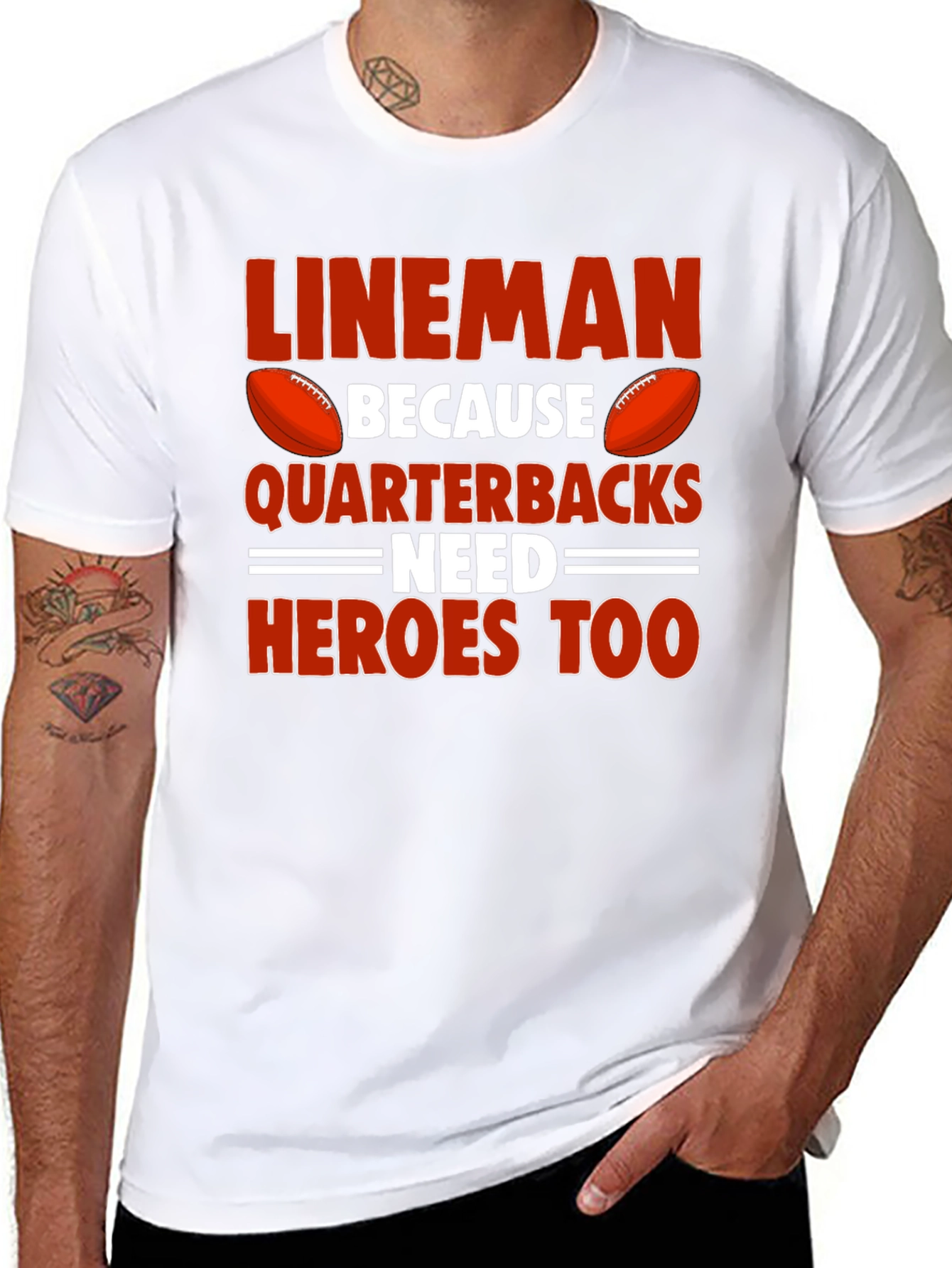 Lineman Quarterback Heroes T-Shirt