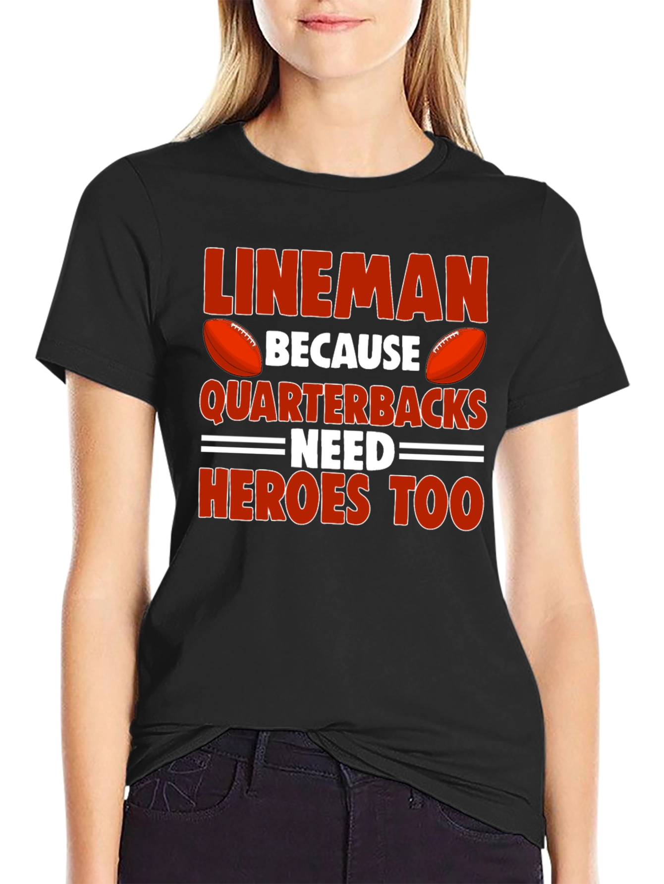 Lineman Quarterback Heroes T-Shirt