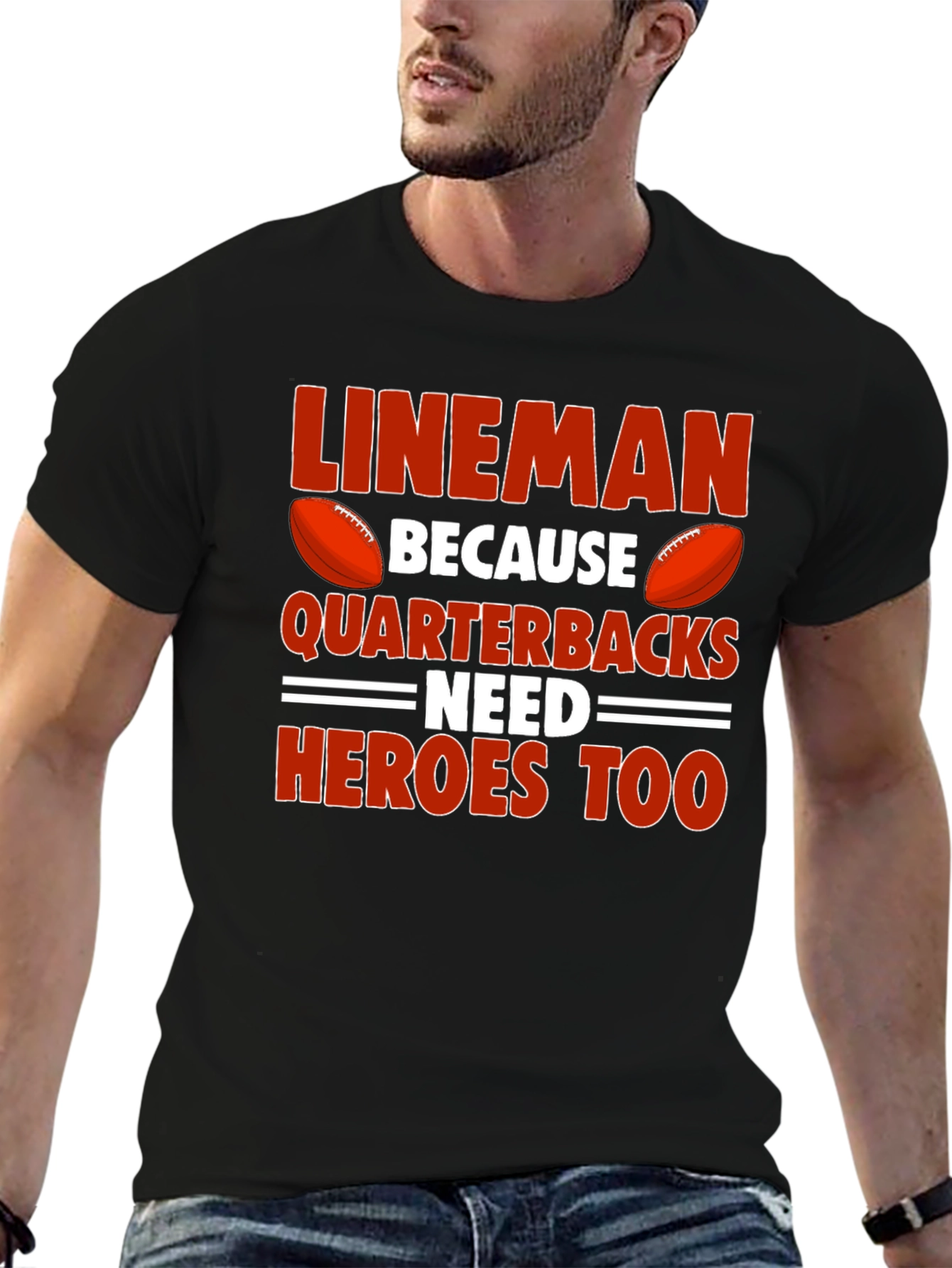 Lineman Quarterback Heroes T-Shirt