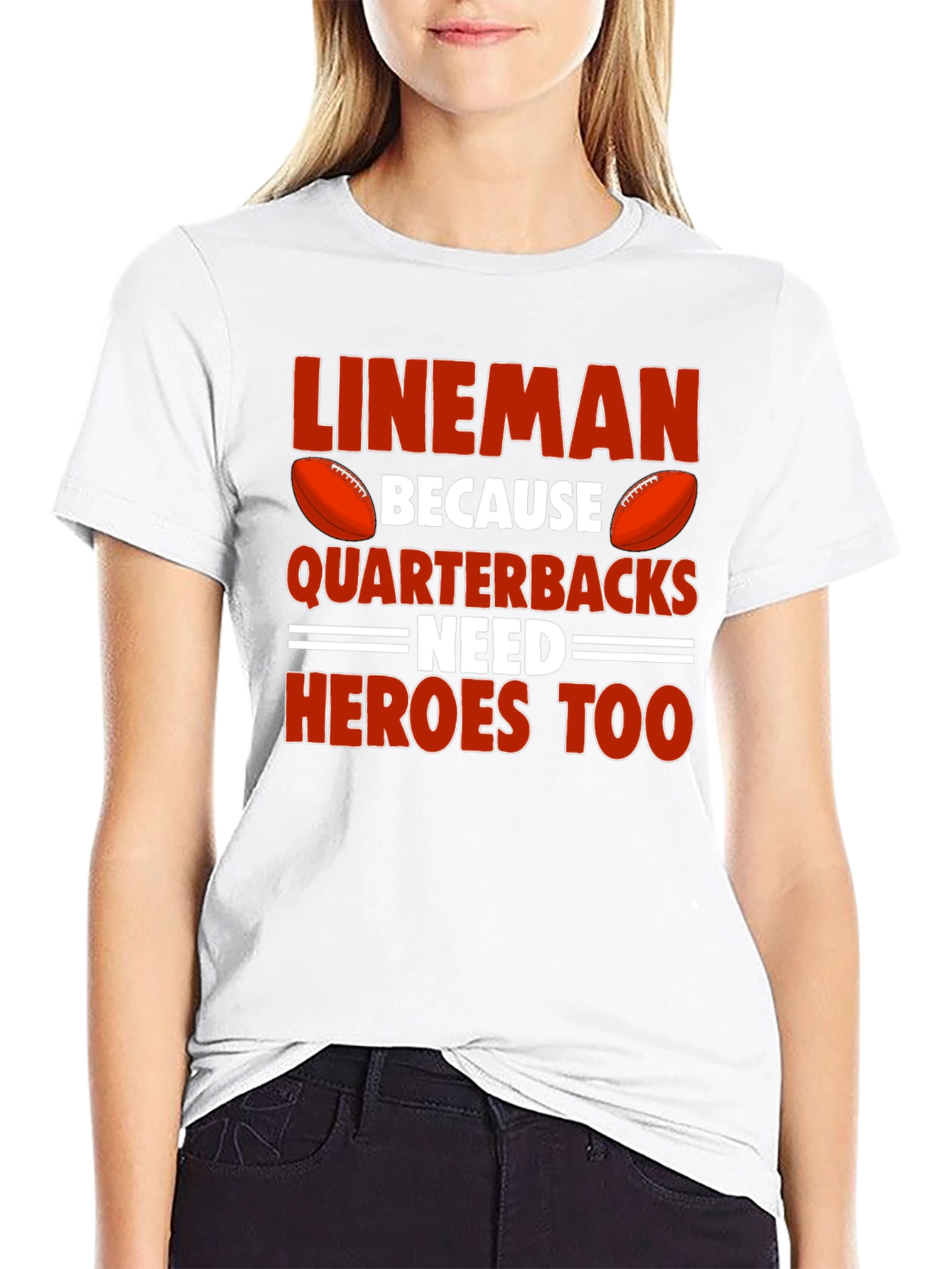 Lineman Quarterback Heroes T-Shirt