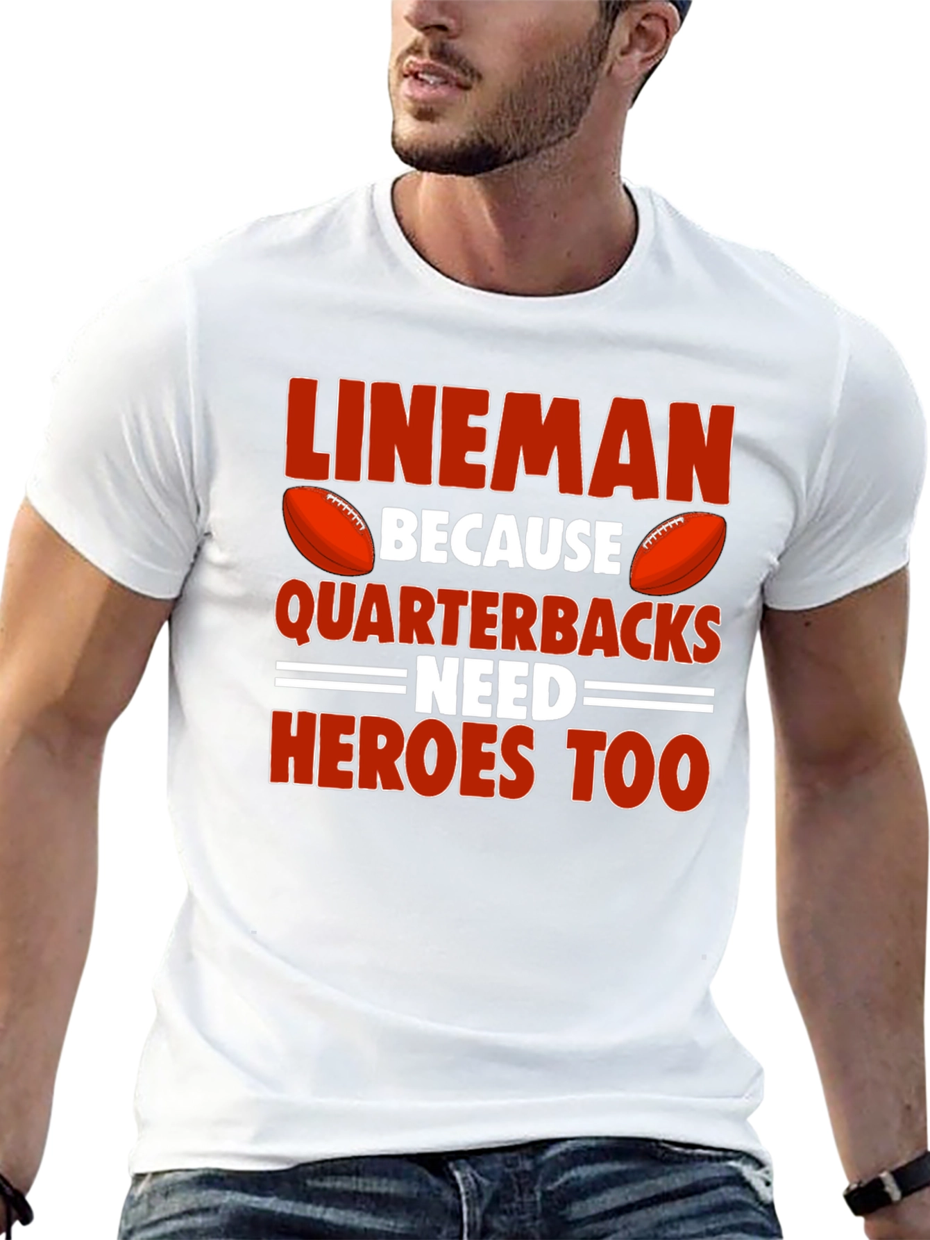 Lineman Quarterback Heroes T-Shirt
