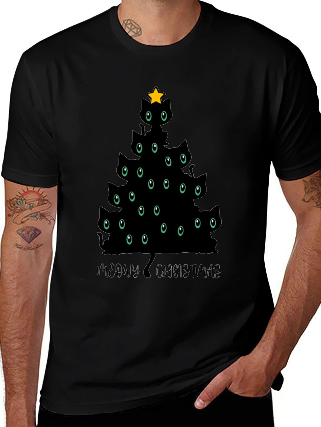 Meowy Christmas Cat Tree T-Shirt