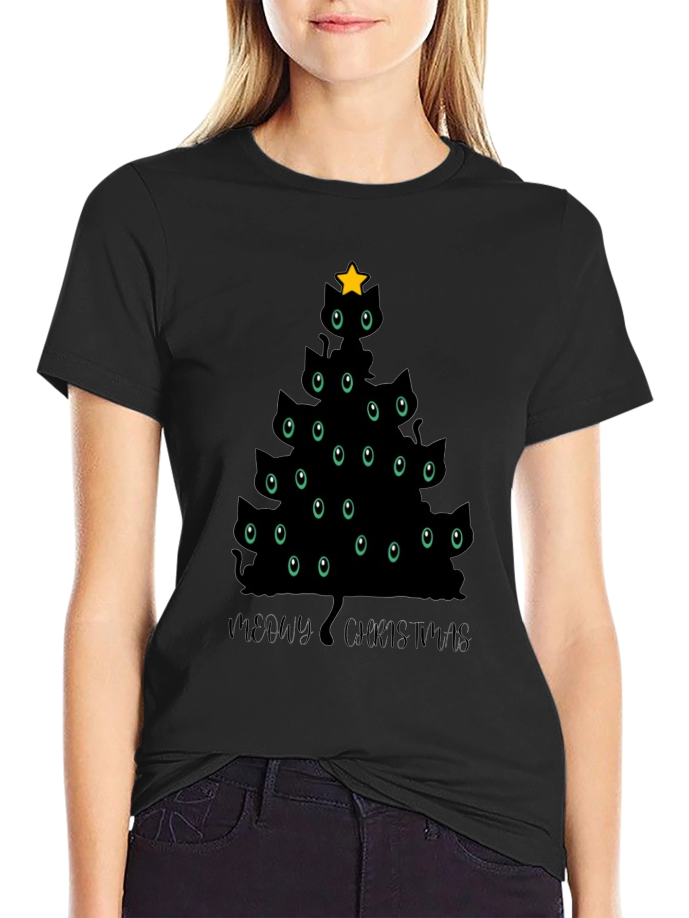 Meowy Christmas Cat Tree T-Shirt