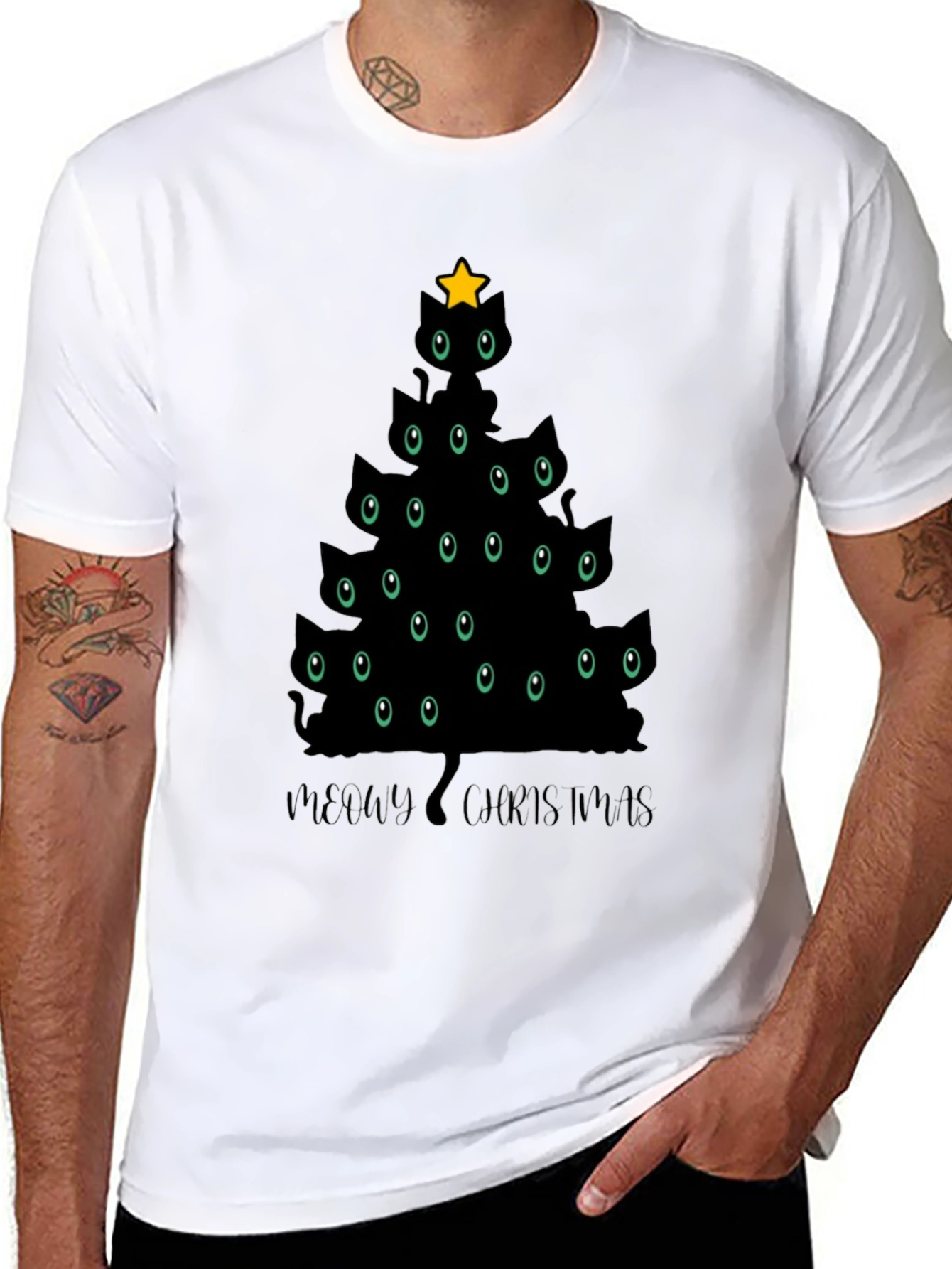 Meowy Christmas Cat Tree T-Shirt