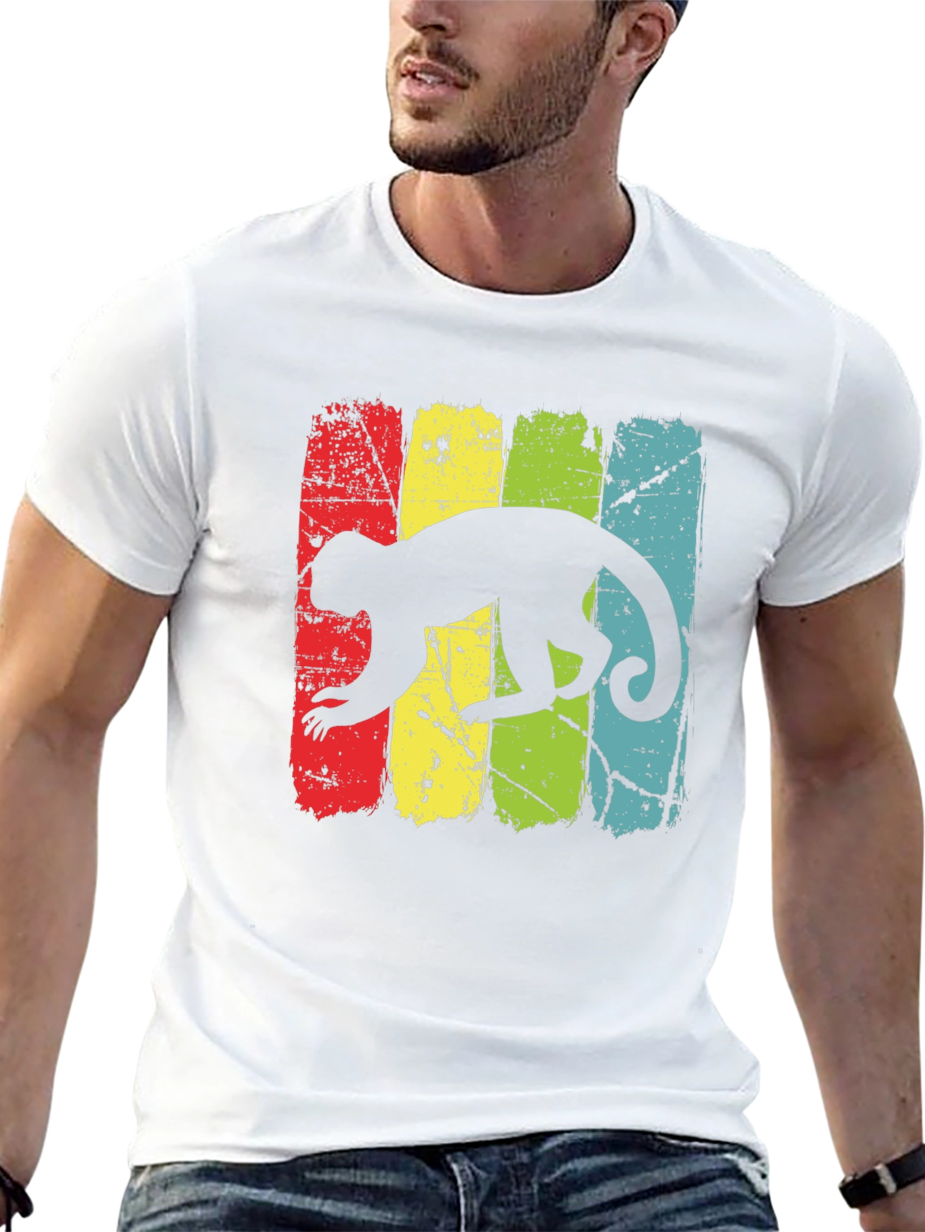 Retro Monkey Graphic Tee - Black Cotton T-Shirt