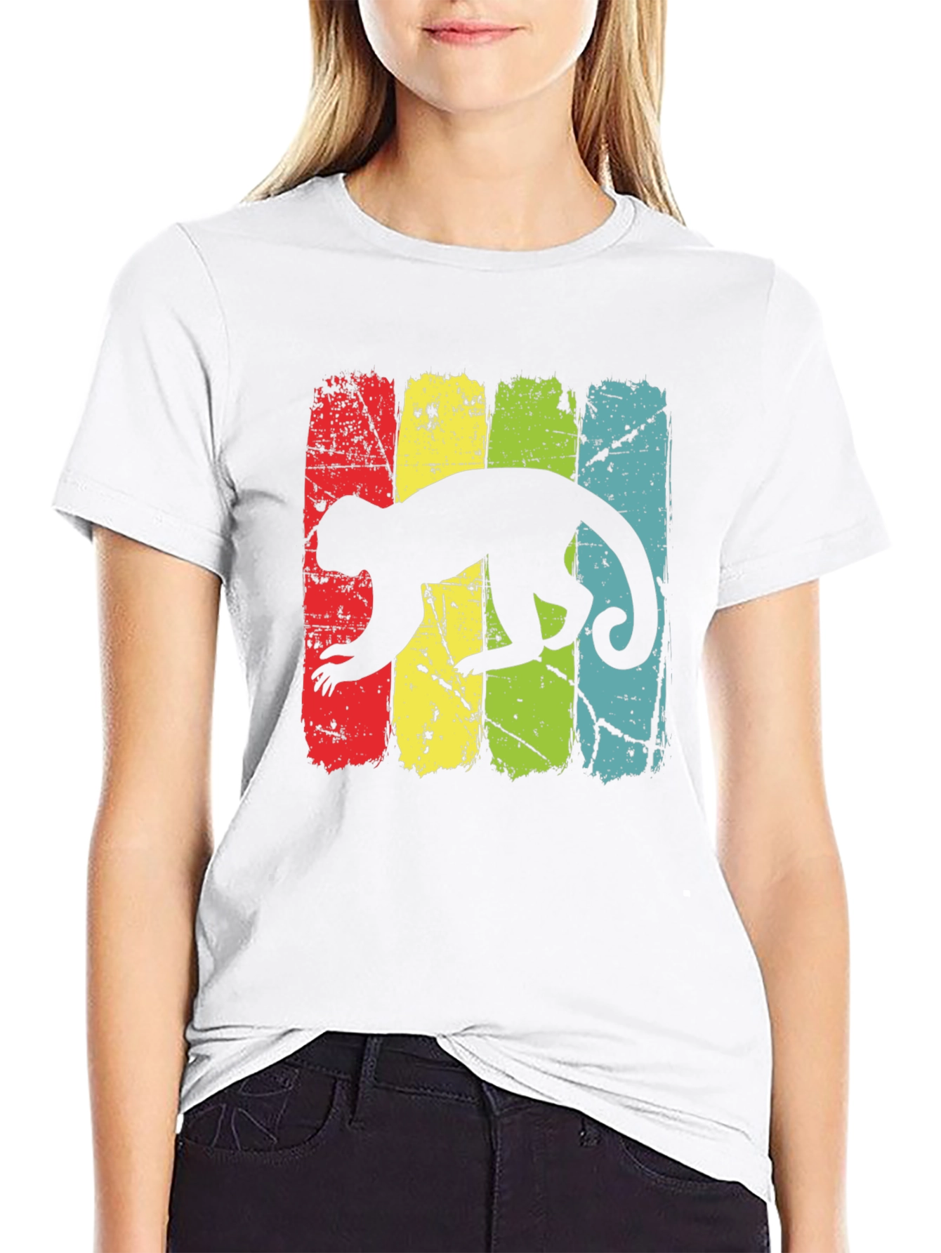 Retro Monkey Graphic Tee - Black Cotton T-Shirt
