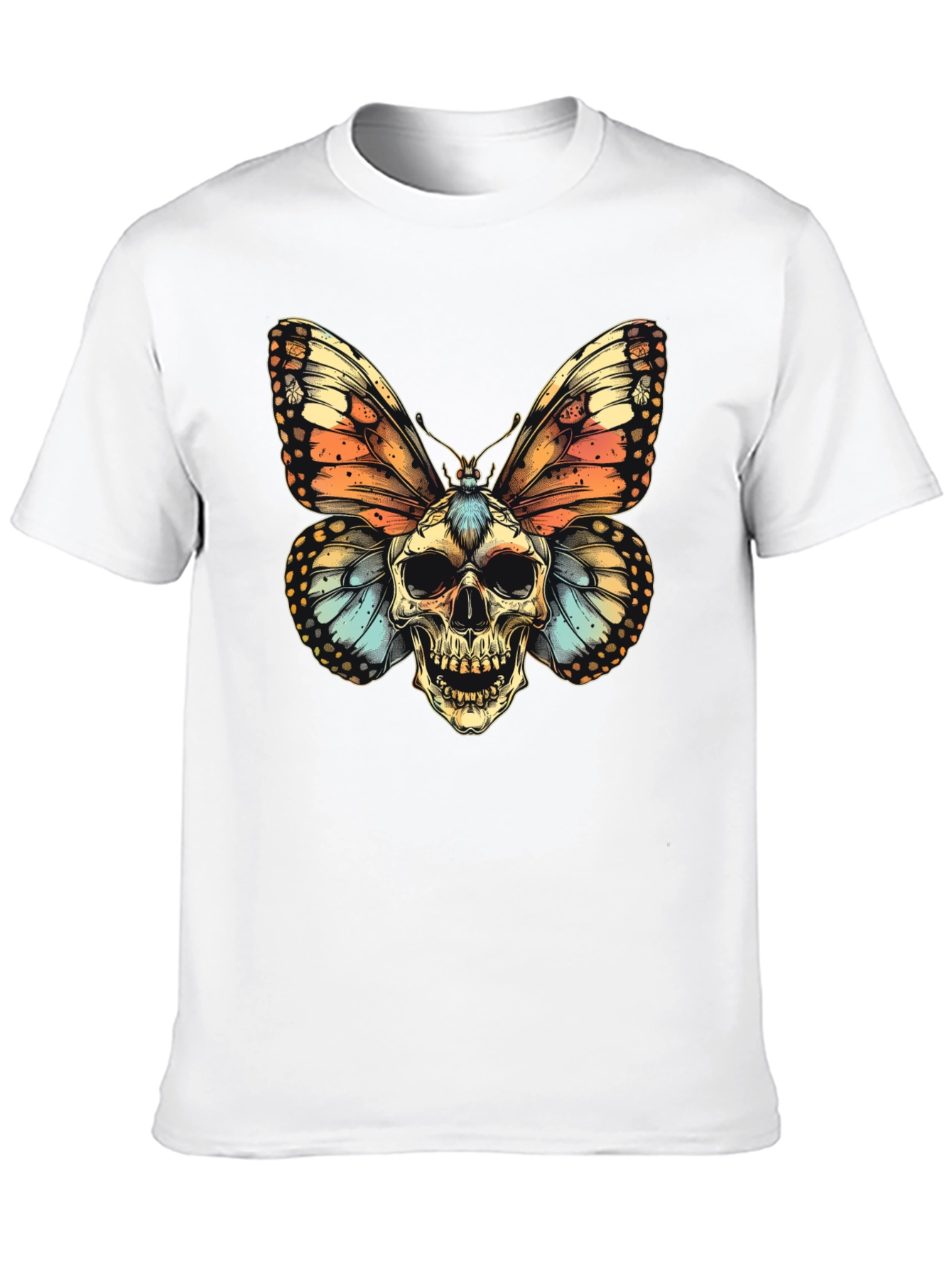 Skull Butterfly Graphic Tee - Mens Black T-Shirt