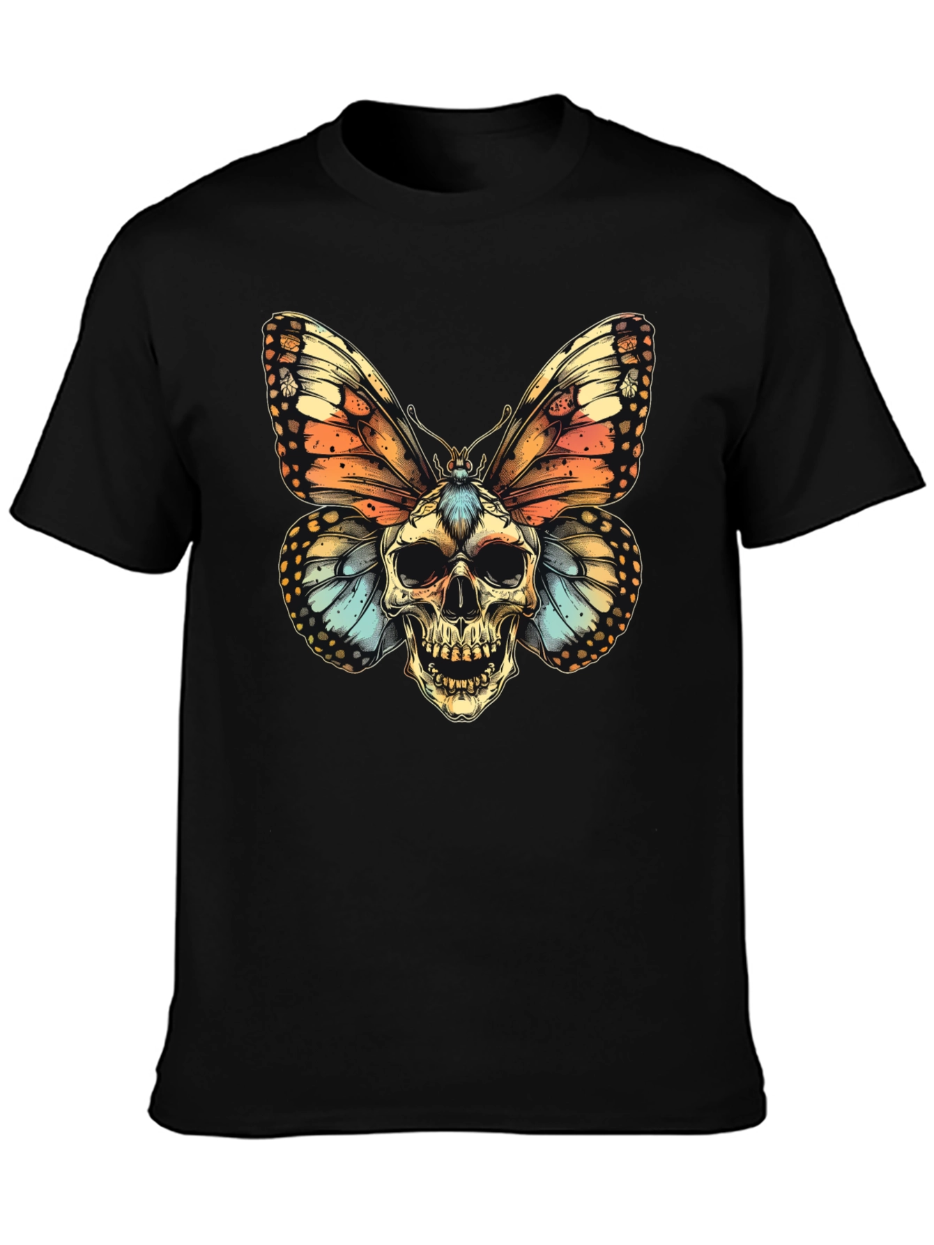 Skull Butterfly Graphic Tee - Mens Black T-Shirt