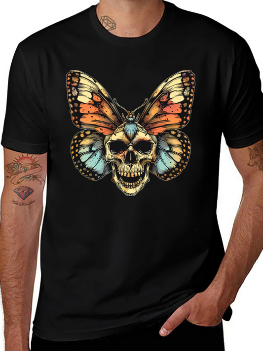 Skull Butterfly Graphic Tee - Mens Black T-Shirt