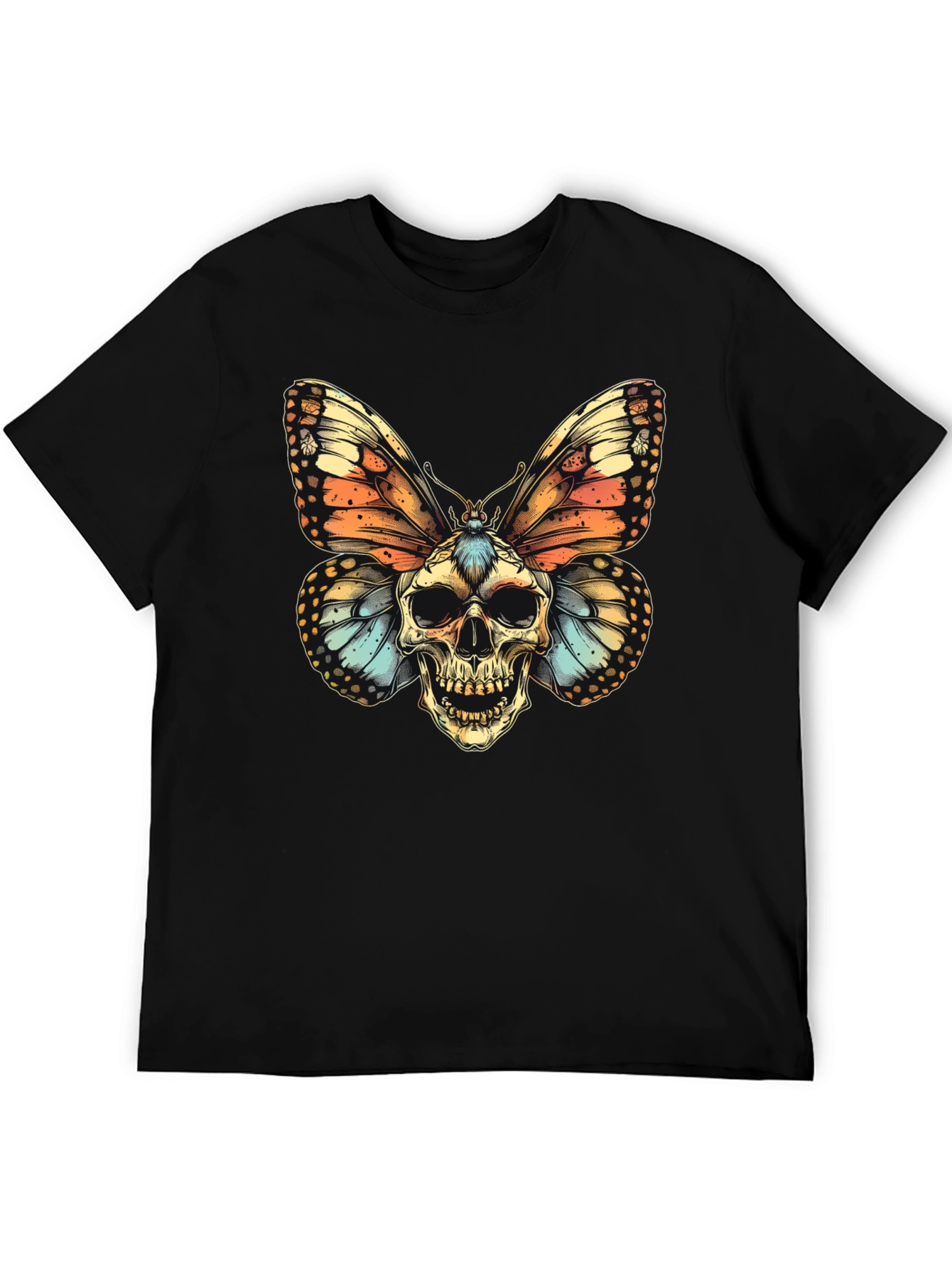 Skull Butterfly Graphic Tee - Mens Black T-Shirt