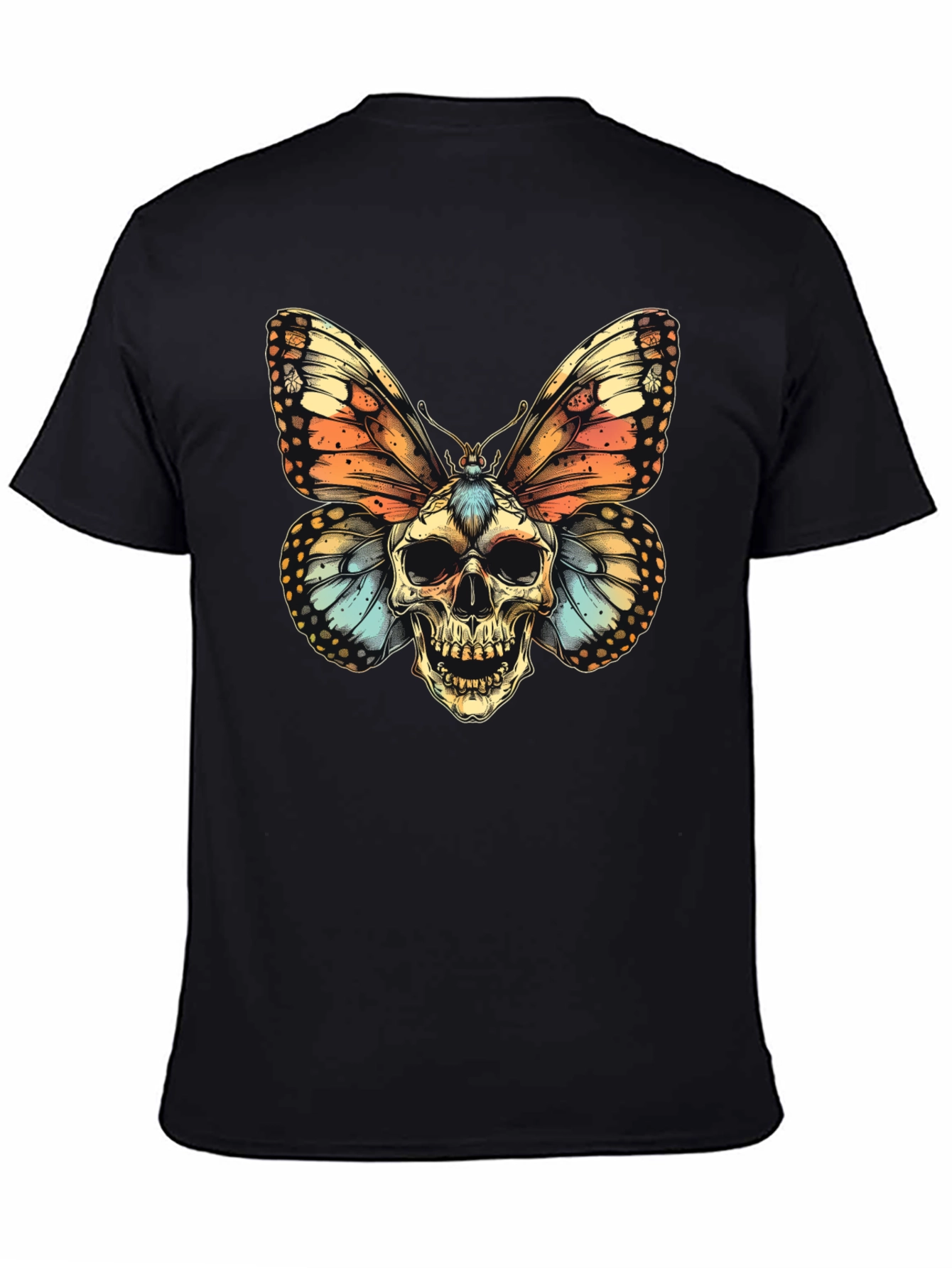 Skull Butterfly Graphic Tee - Mens Black T-Shirt