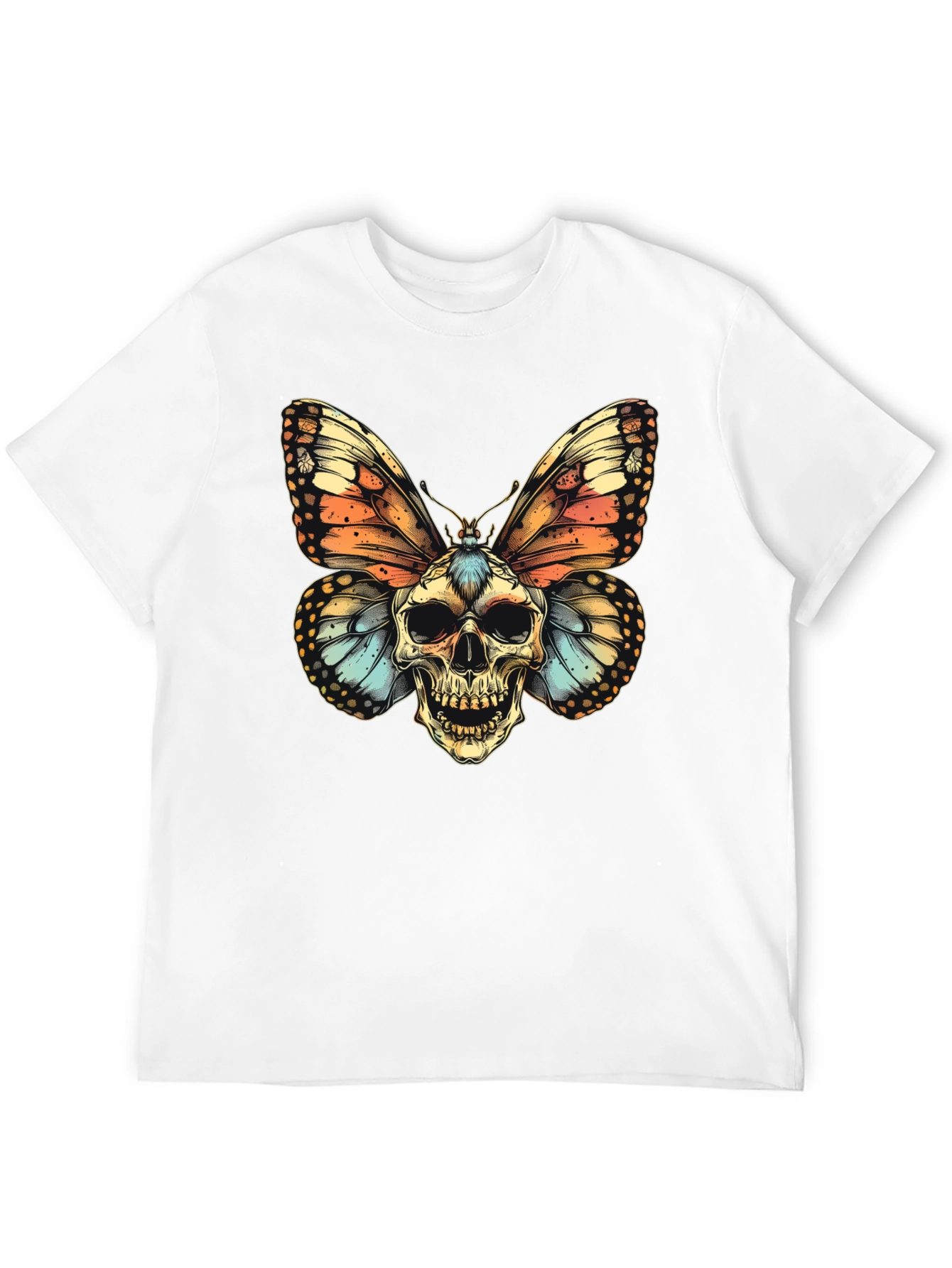 Skull Butterfly Graphic Tee - Mens Black T-Shirt
