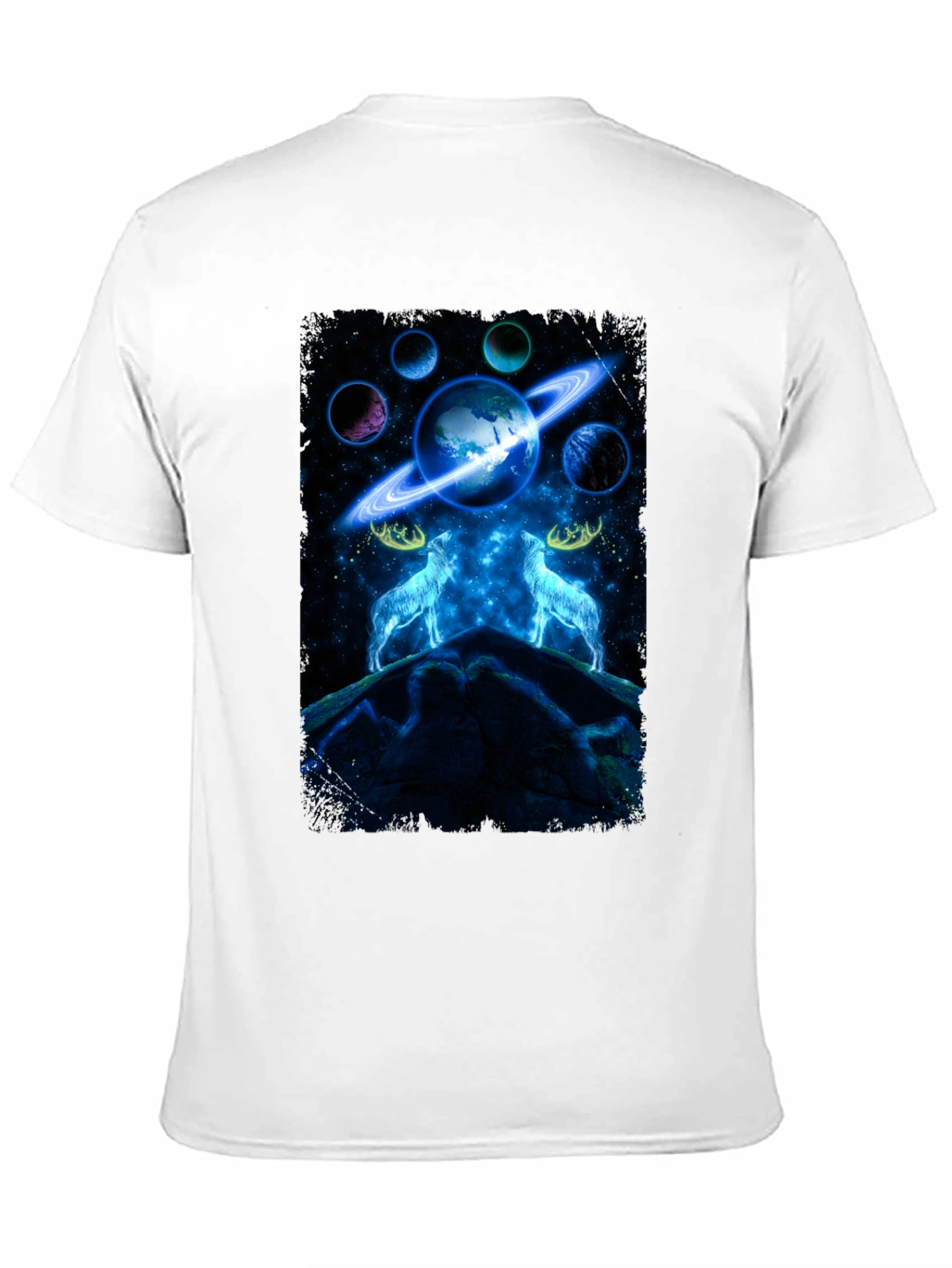 Cosmic Wolves Graphic Tee - Black Cotton