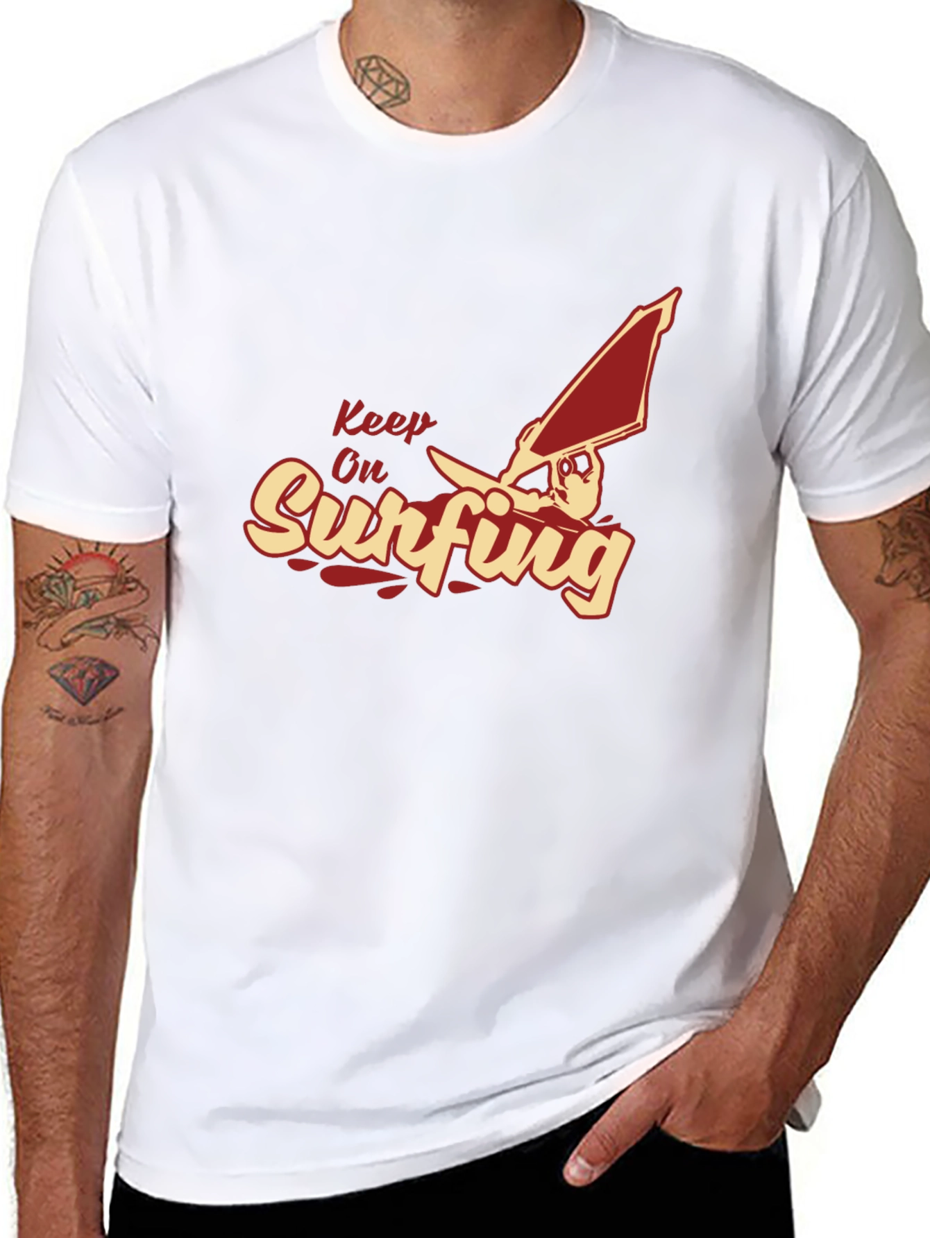 Keep On Surfing T-Shirt - Black Unique Design
