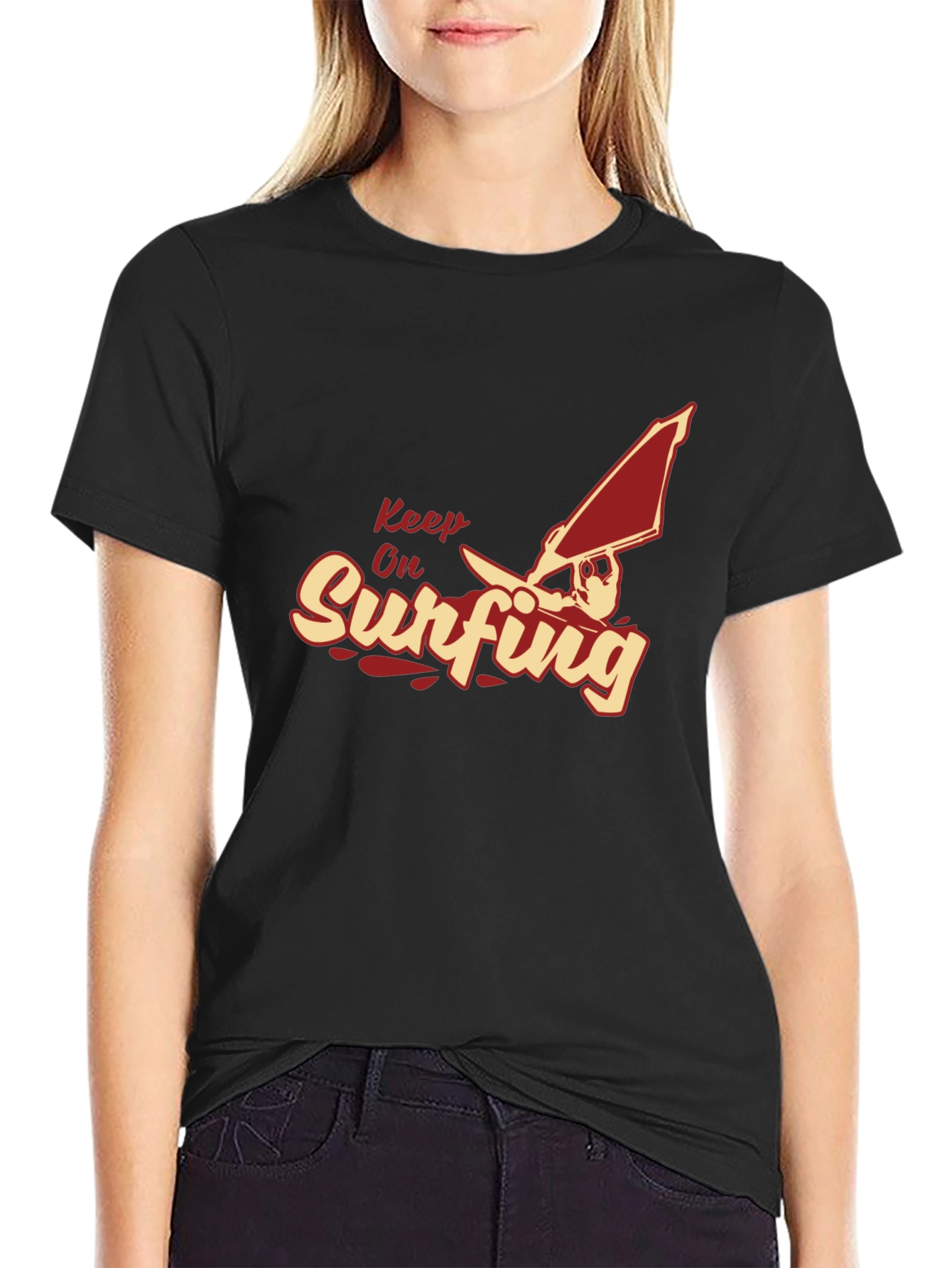 Keep On Surfing T-Shirt - Black Unique Design