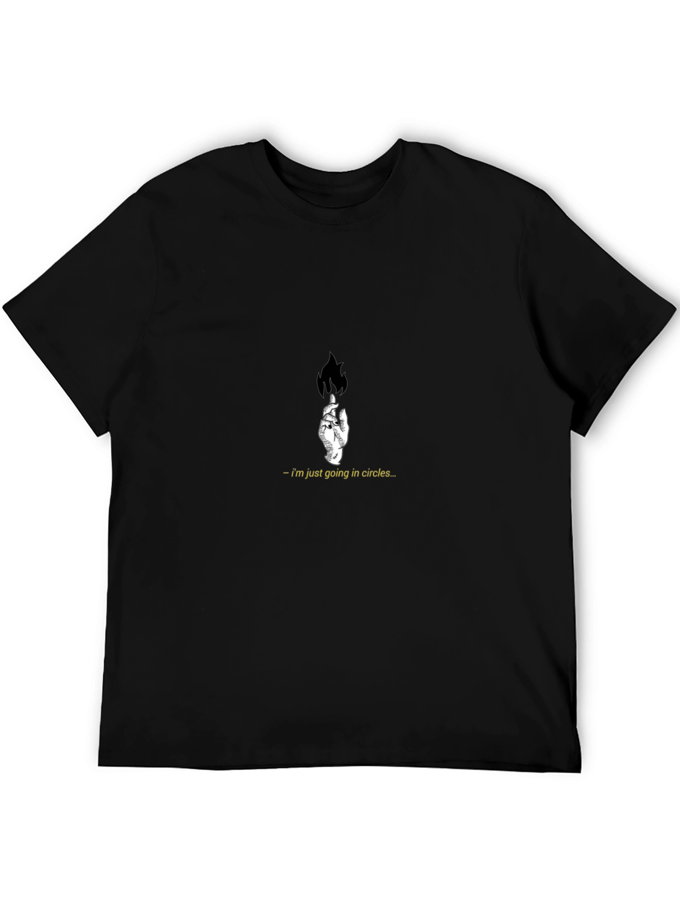 Mens Black T-Shirt with Hand and Flame Graphic