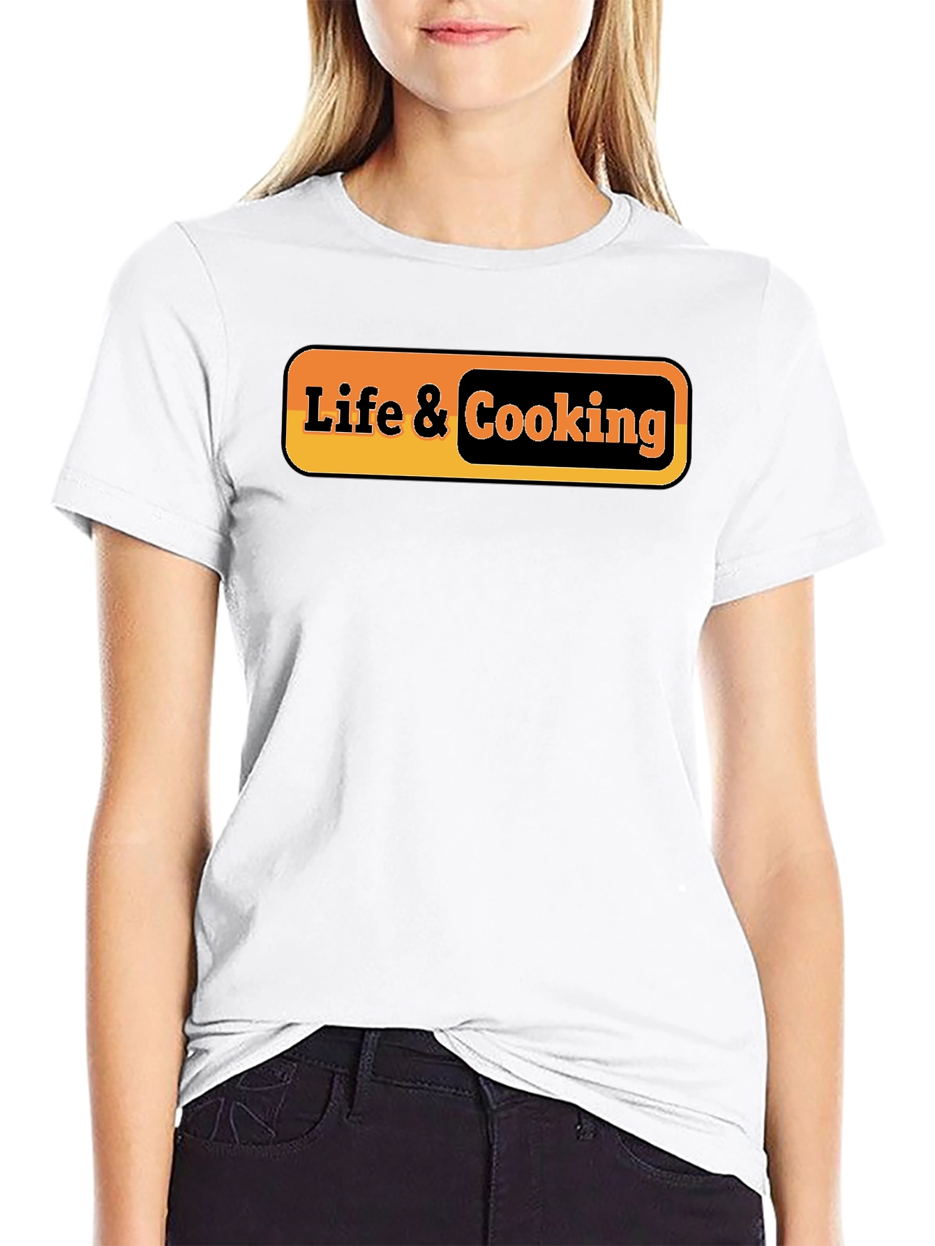 Life & Cooking Graphic Tee - Stylish Black T-Shirt