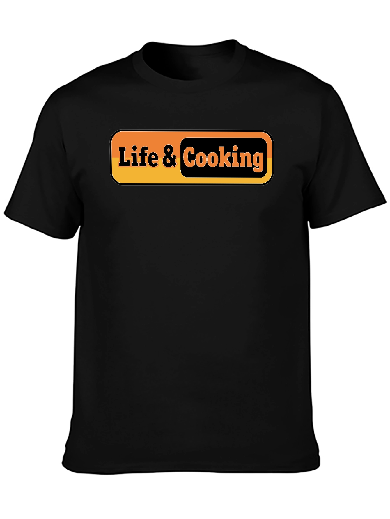 Life & Cooking Graphic Tee - Stylish Black T-Shirt