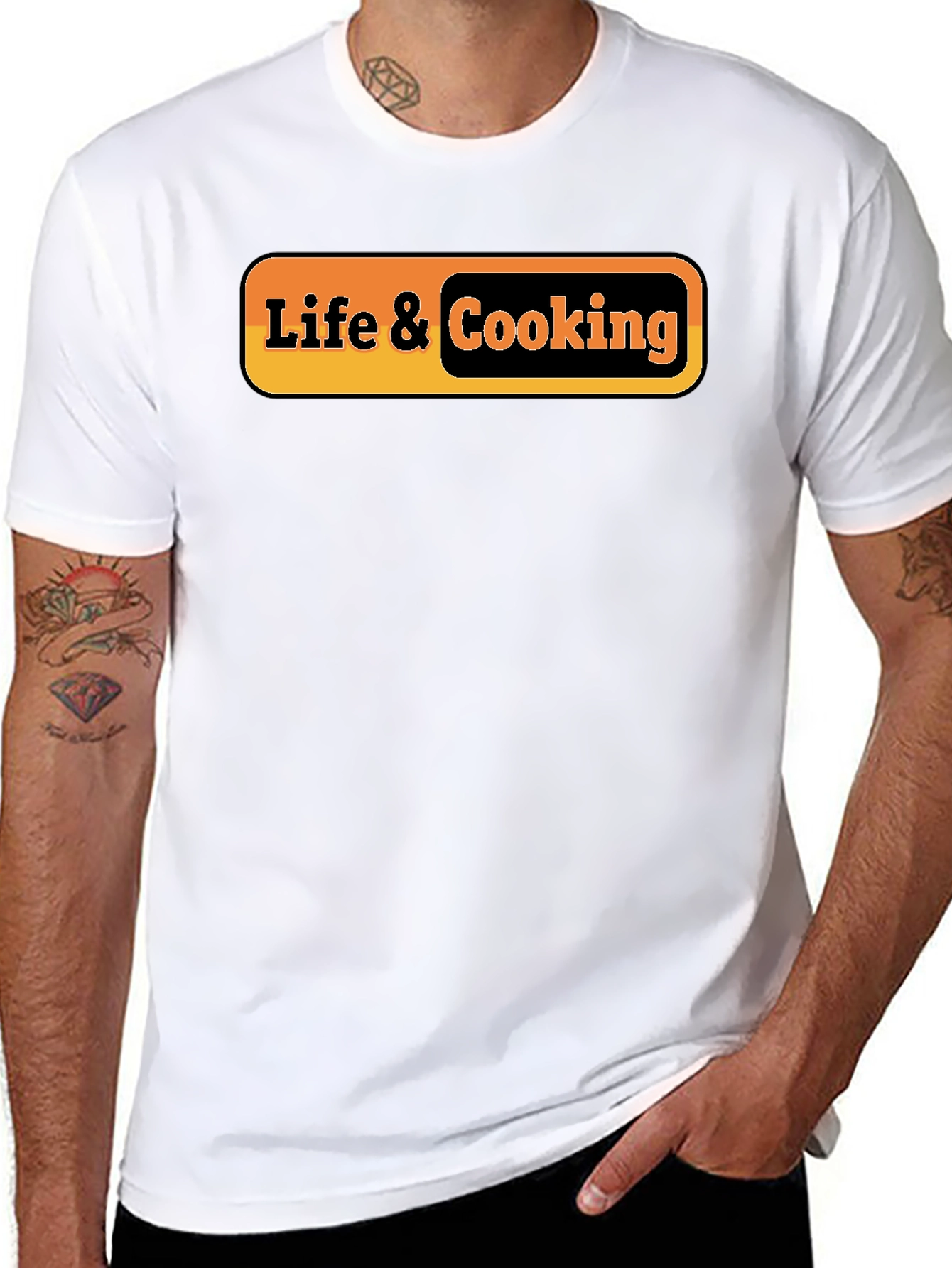 Life & Cooking Graphic Tee - Stylish Black T-Shirt