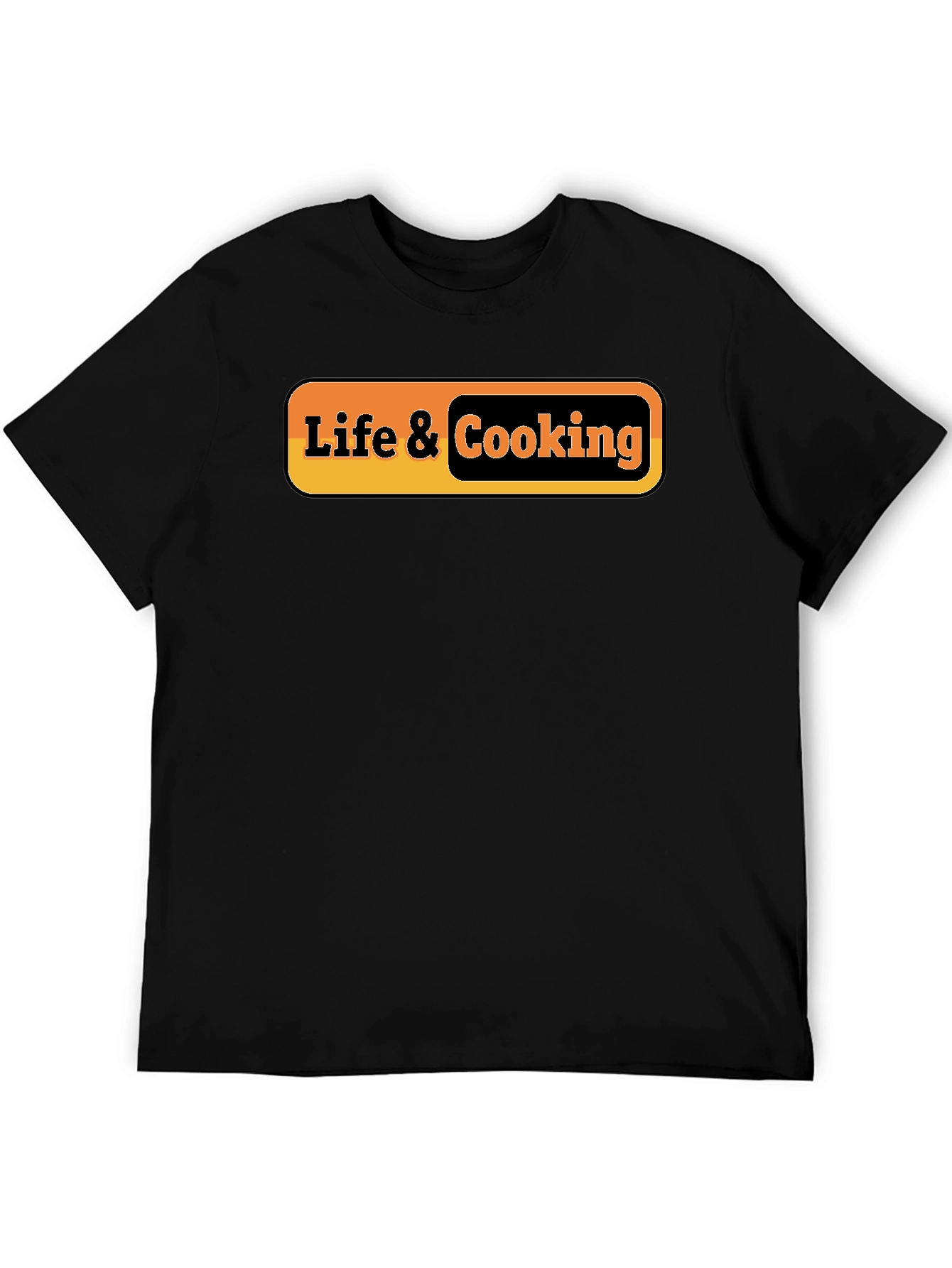 Life & Cooking Graphic Tee - Stylish Black T-Shirt