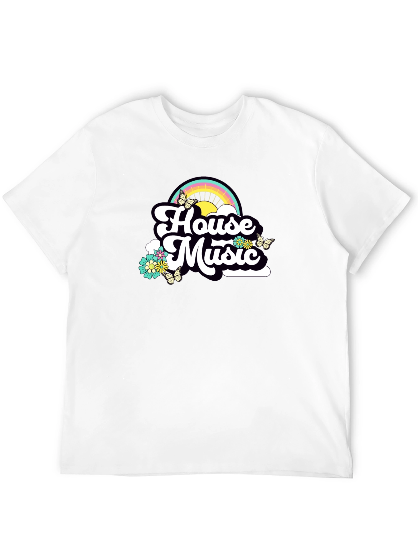 House Music Rainbow Tee - Retro Style