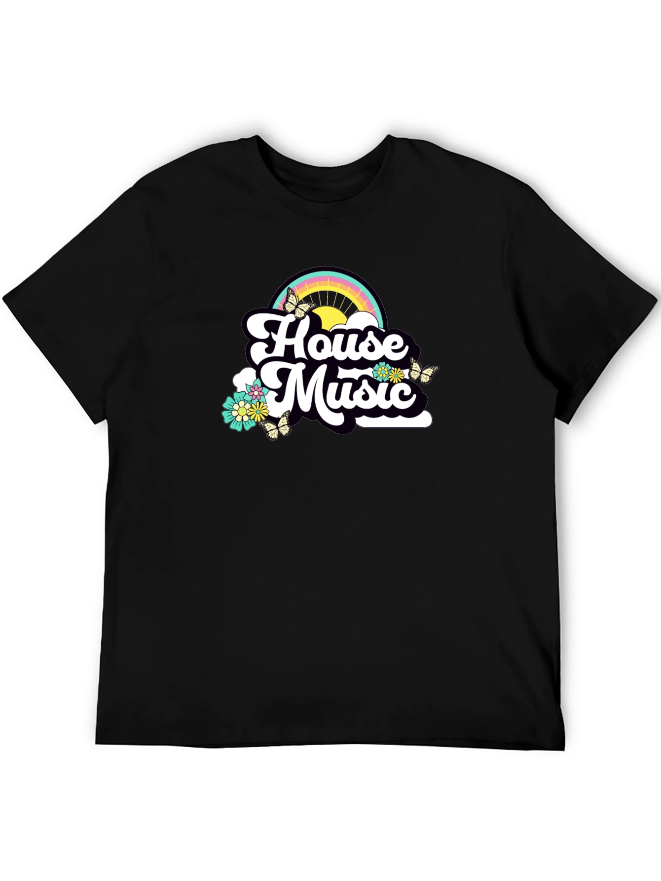 House Music Rainbow Tee - Retro Style
